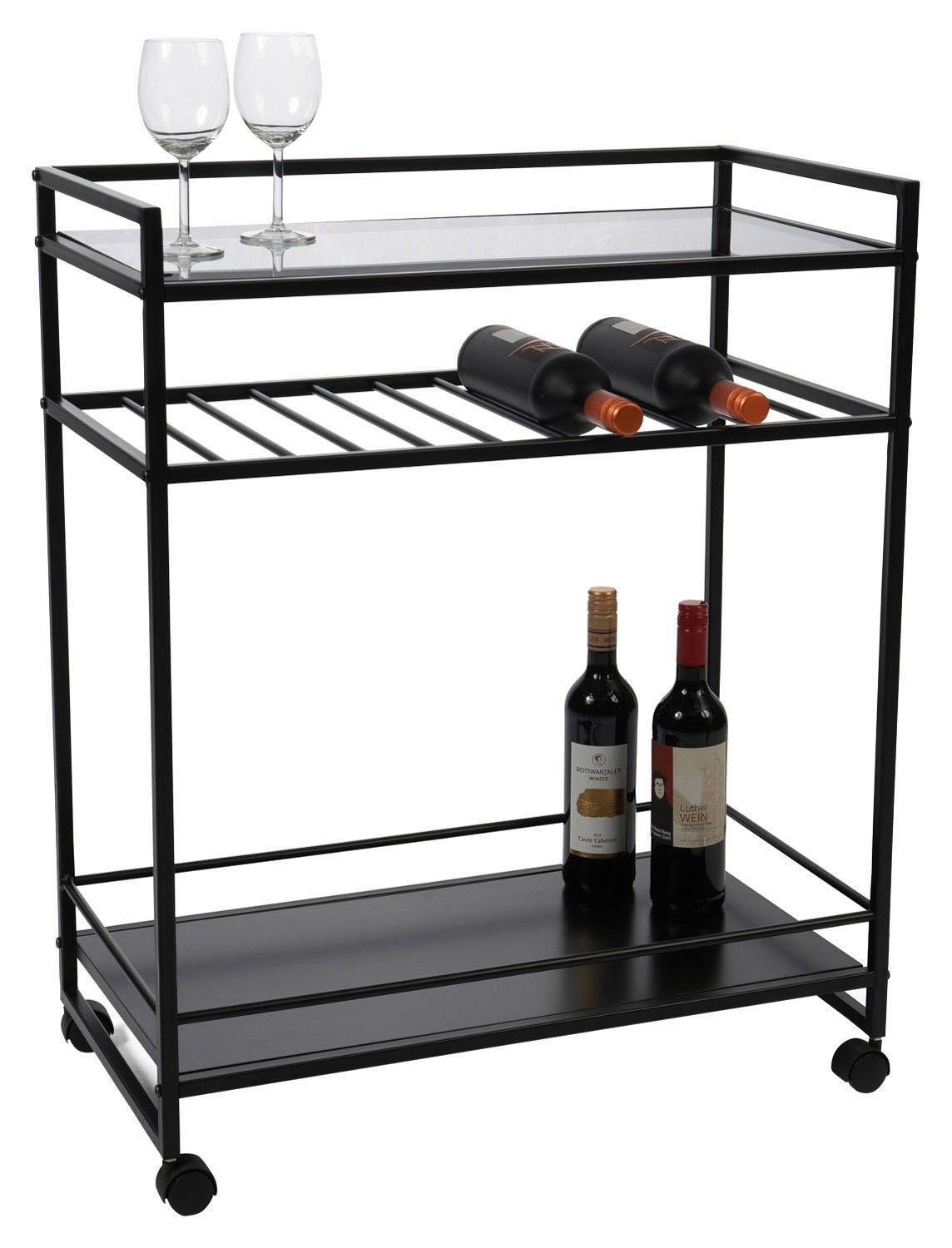 M2 Kollektion Regalwagen Barwagen BERLIN, Schwarz, Metall, B 70 cm x H 86 c günstig online kaufen