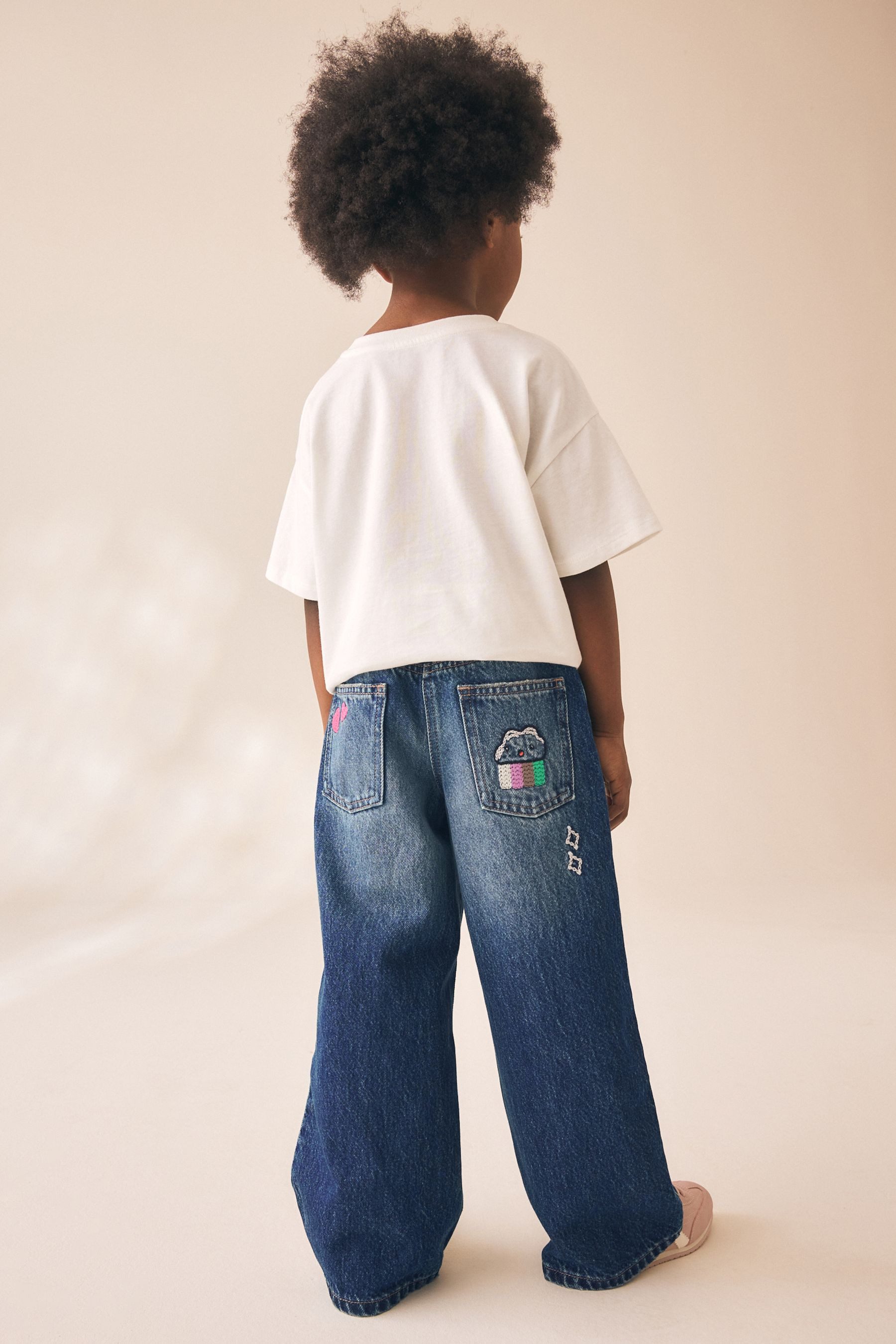 Next Weite Jeans Bestickter Jeans mit weitem Bein (1-tlg) – Bild 2 von 5
