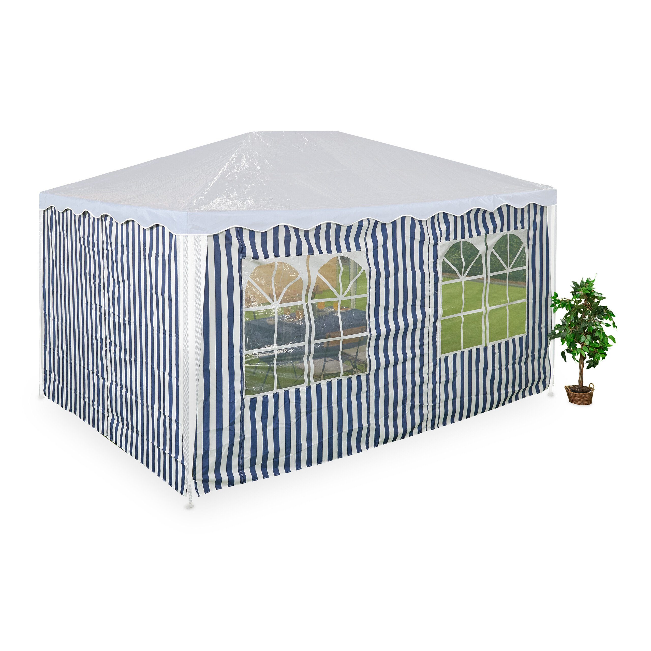 relaxdays Pavillonseitenteil Gestreifte Pavillon Seitenteile 2er Set, 400x2 günstig online kaufen