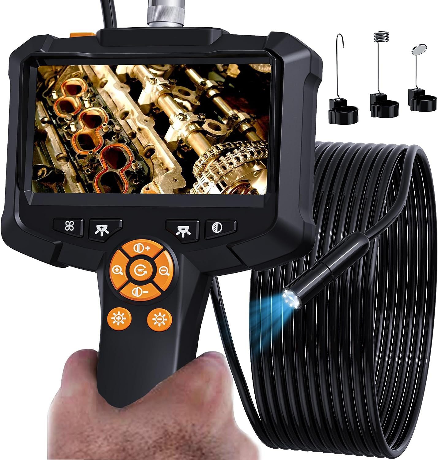 10M Kabel Boroskop Endoskop-Kamera mit Licht, IP67 4,3" IPS Bildschirm Inspektionskamera
