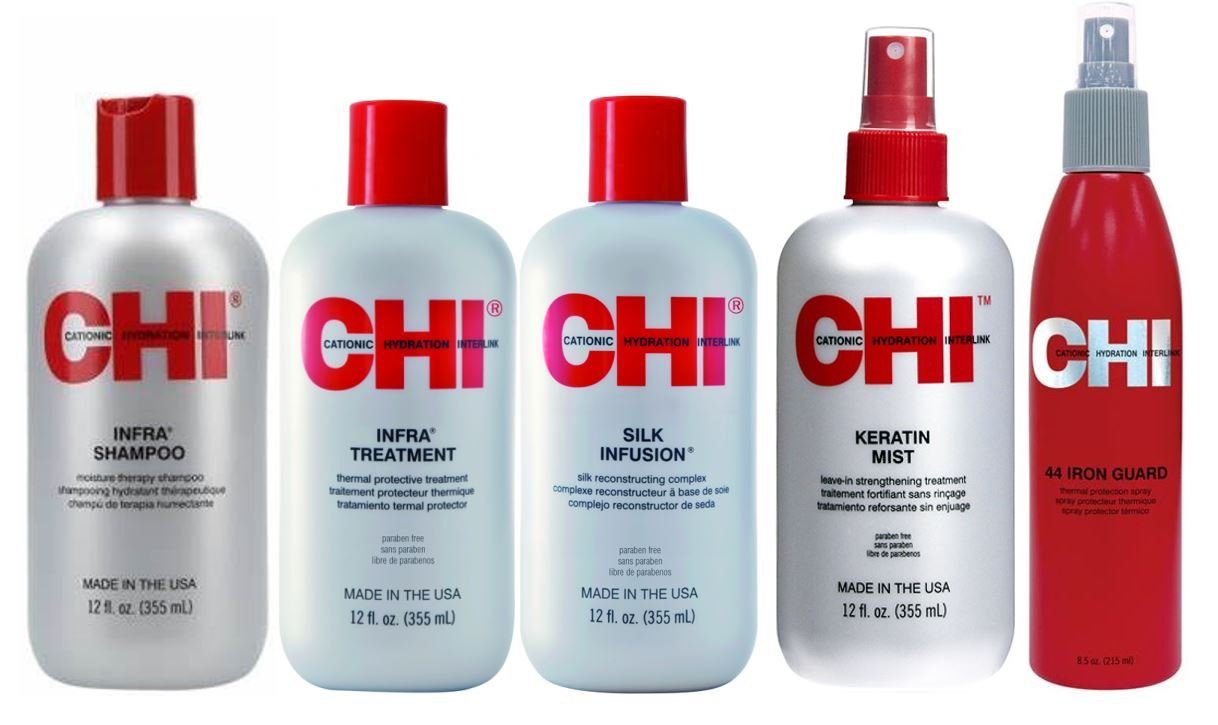 CHI Haarpflege-Set Infra SET Mist + Iron Guard + Silk Infusion + Shampoo + Treatment, Set, 5-tlg. | Haarpflege-Sets