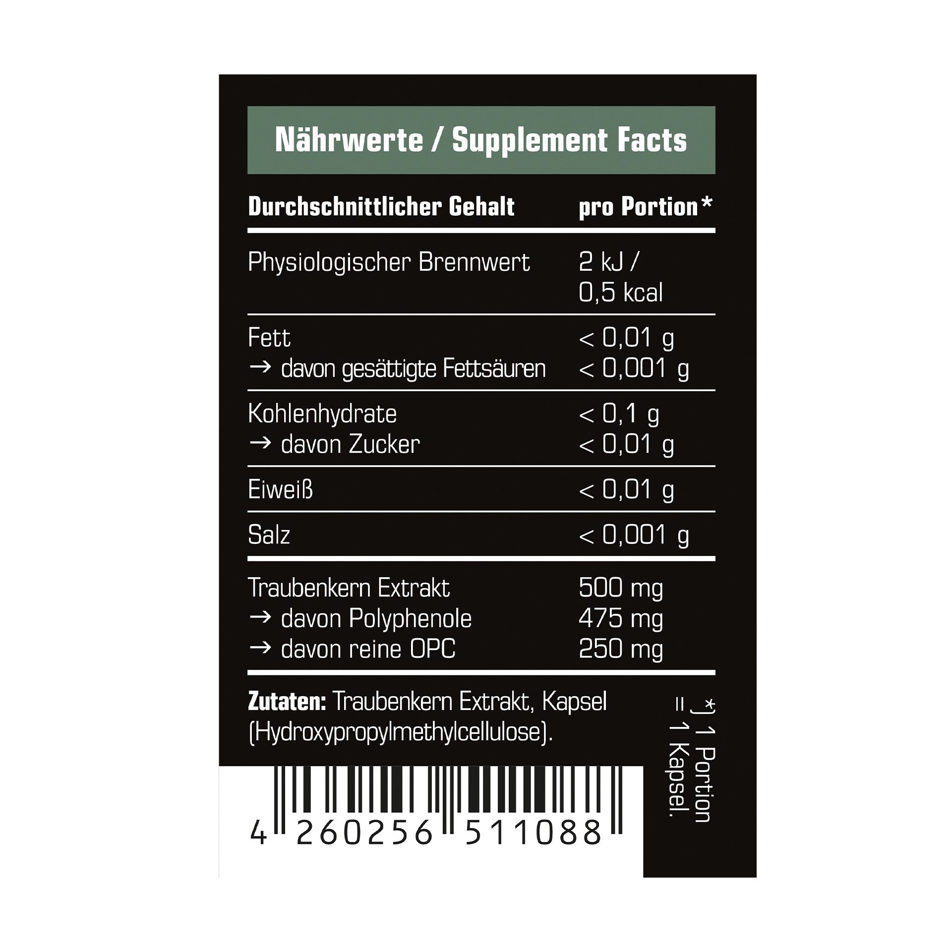SRS NUTRITION SRS Nutrition OPC 60 Kapseln Traubenkernextrakt Kapseln, 37,32 g