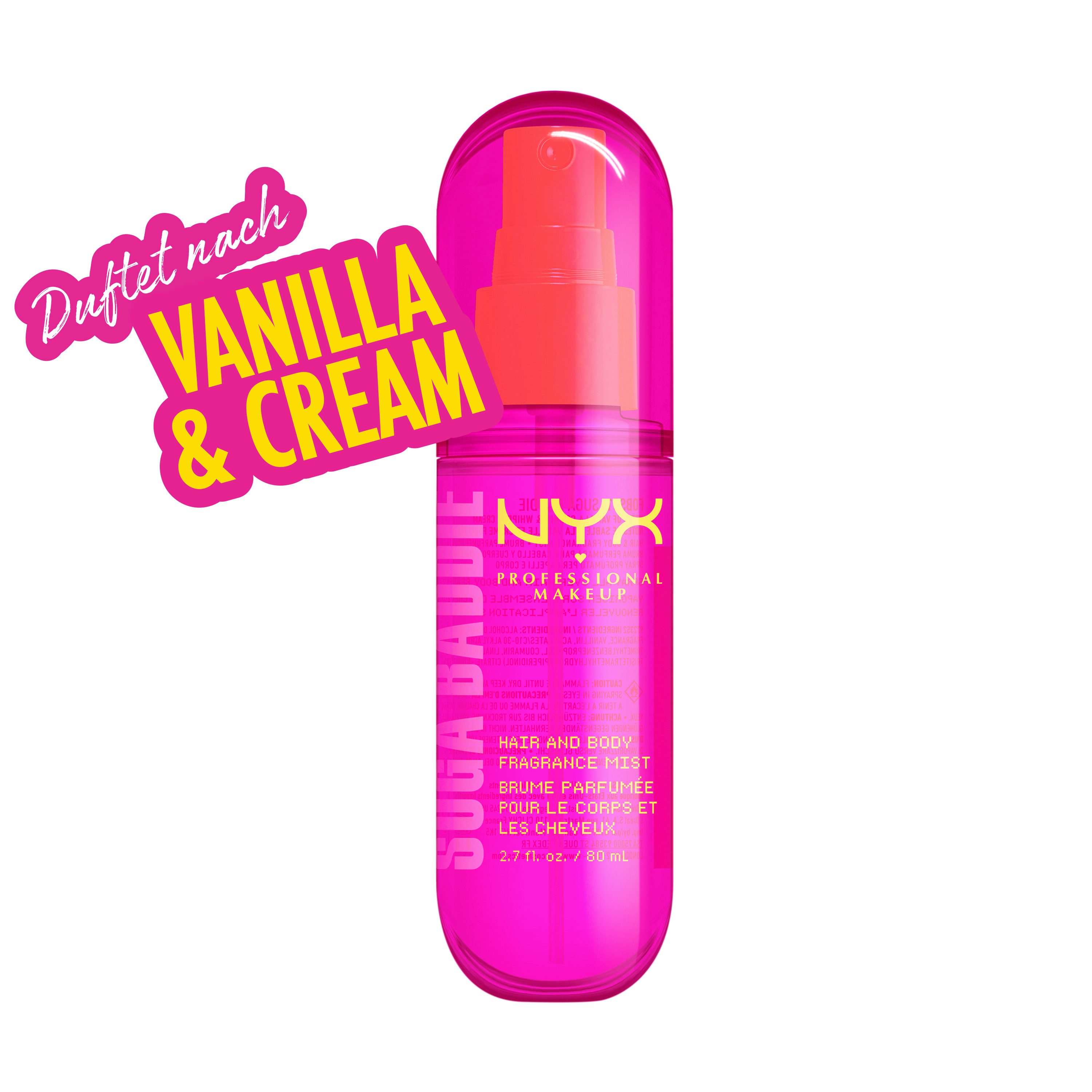 NYX PROFESSIONAL MAKEUP Bodyspray SUGA BADDIE HAIR & BODY MIST, duftet nach Vanilla & Cream für ultimative Baddie-Vibes
