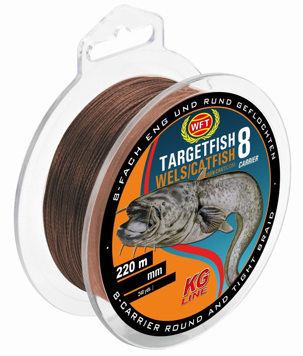 Angelschnur WFT TF8 Catfish brown 0,60mm 220m 60Kg - Wallerschnur