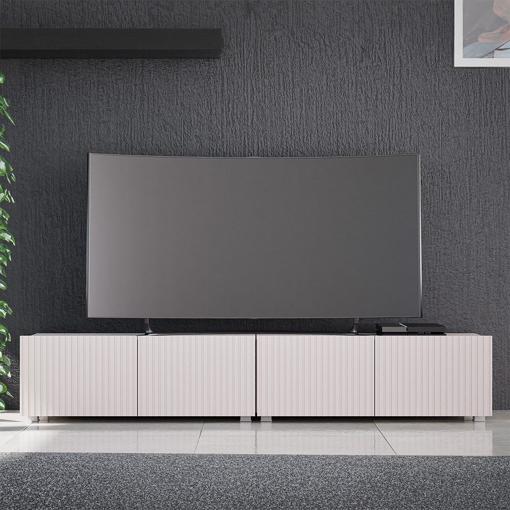 Lomadox Lowboard KEMPTEN-132, in kaschmir, 4-türig, Breite 200 cm, Rillenfr günstig online kaufen