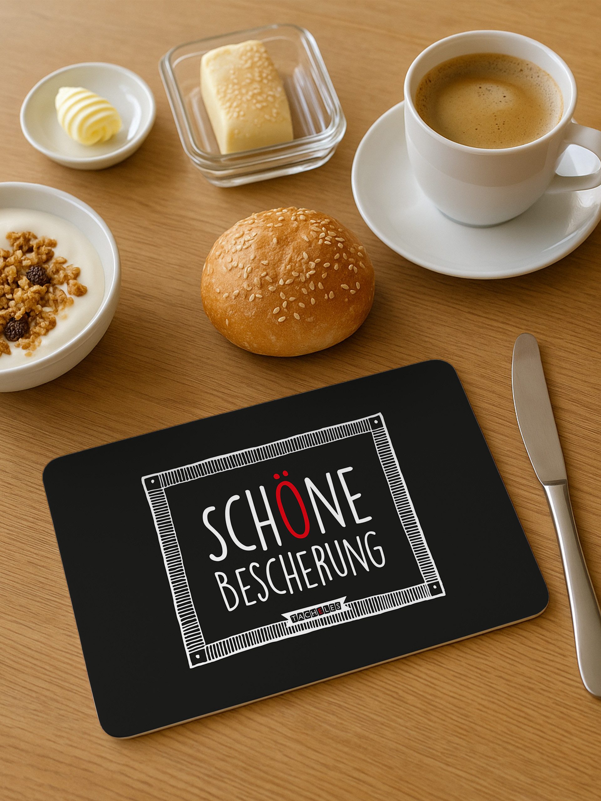 United Labels® Frühstücksbrett Tacheles – Schöne Bescherung, Resopal