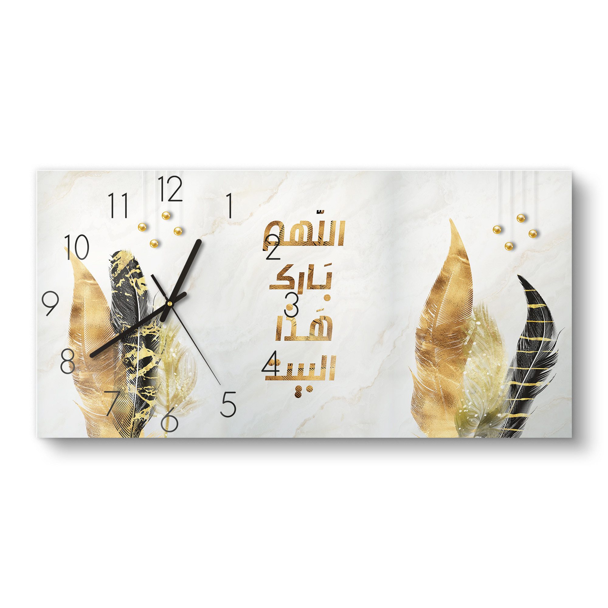 DEQORI Wanduhr 'Goldener Heimsegen' (Glas Glasuhr modern Wand Uhr Design Küchenuhr)