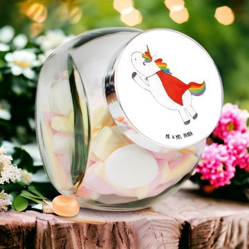 Mr. & Mrs. Panda Vorratsglas XL 2000ml Einhorn Geburtstag - Weiß - Geschenk, Küchenorganizer, Vorr, Premium Glas, (1-tlg), Vielseitig einsetzbar
