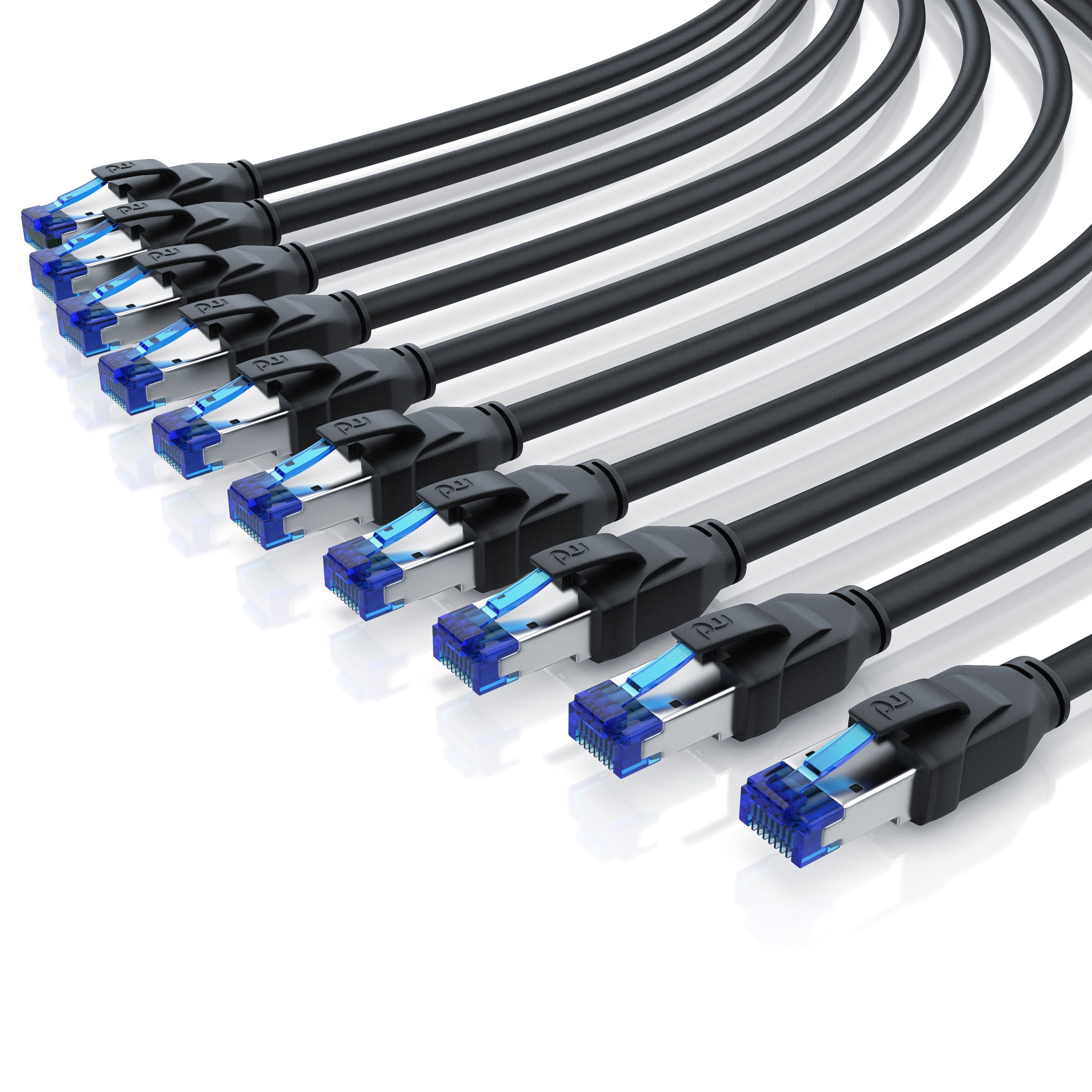 Primewire Patchkabel CAT 8 Gigabit Ethernet 40 Gbit/s S/FTP Netzwerkkabel - 1m LAN-Kabel, CAT.8, RJ-45 (Ethernet) (100 cm), für Router, Modem, Switch, PC, ideal für Gaming, Streaming, Homeoffice