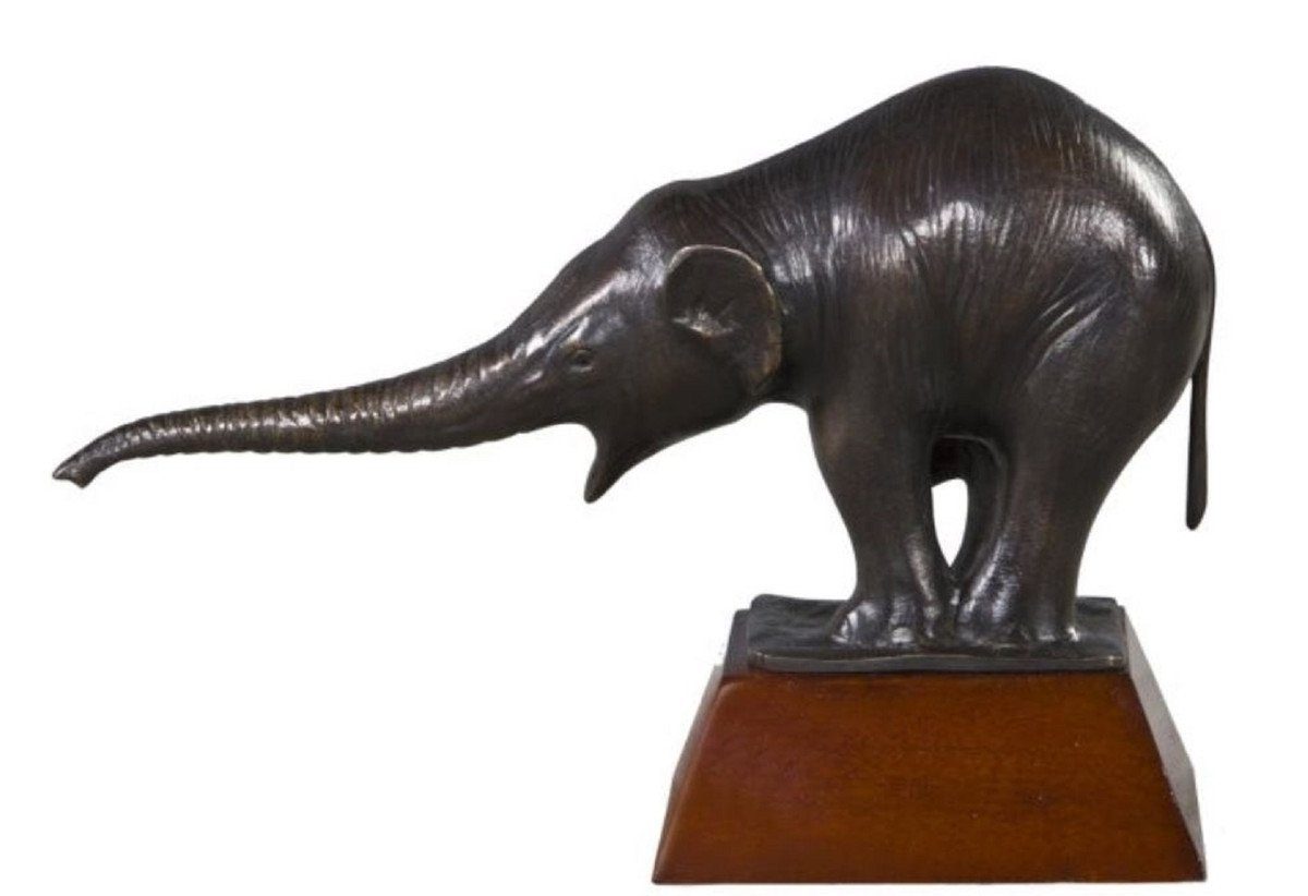 mit Braun / 42 - Dekoration Dekofigur Elefant 17 Bronze x cm x Padrino Casa Luxus Bronzefigur H. Holzsockel 29 Luxus