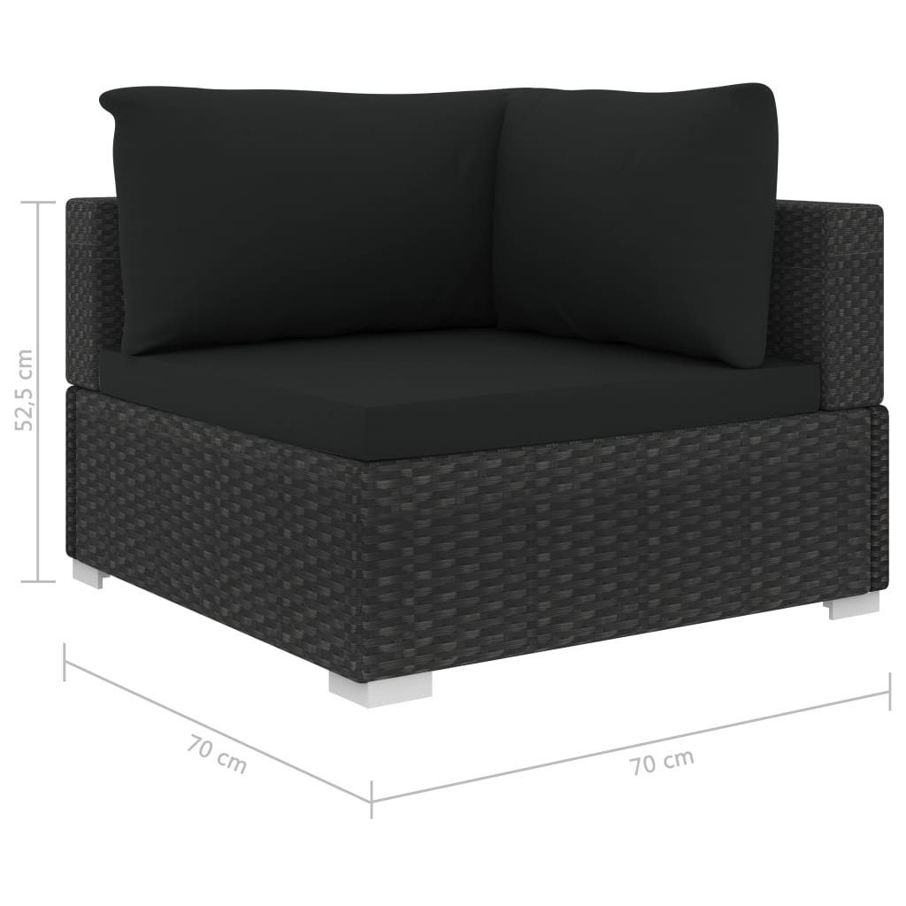 Gartenlounge-Set Auflagen vidaXL Rattan mit 4-tlg. Garten-Lounge-Set Schwarz, Poly (4-tlg)