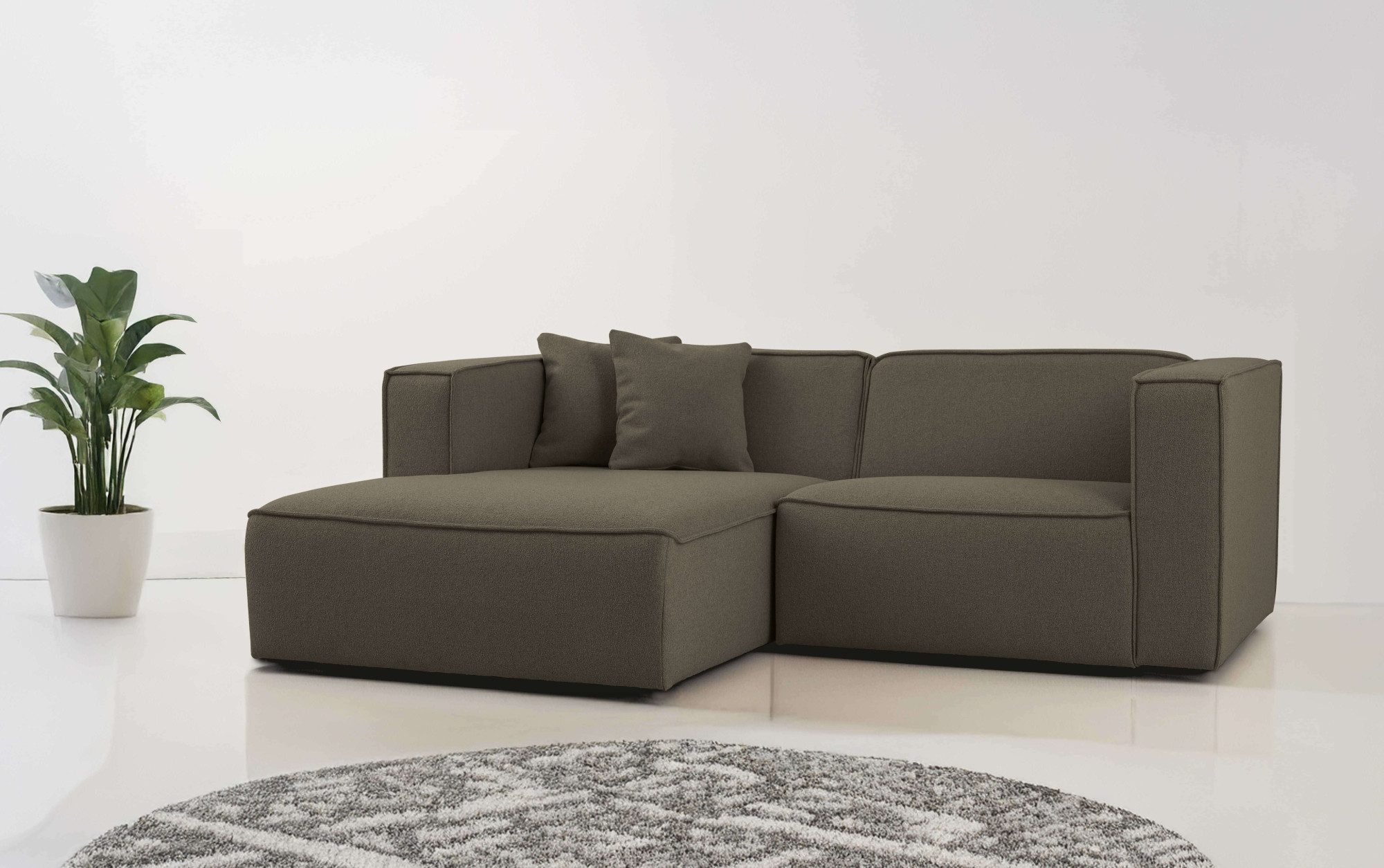 OTTO home Ecksofa Tammie, Breite 222 cm, Webstoff fein, bodentief, mit Wellenunterfederung