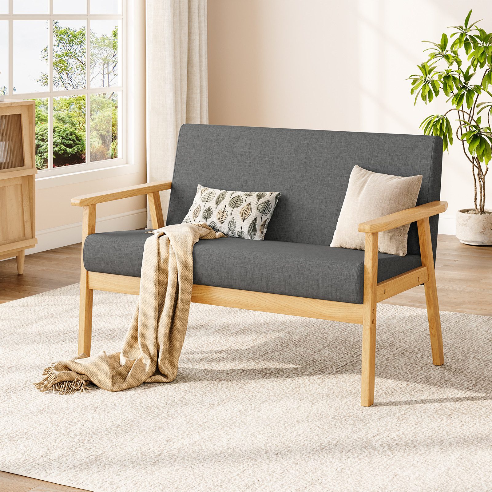 OUNUO Sofa 2 Sitzer Sofa Couch Loungesofa Modern und Skandinavisch, Dunkelg günstig online kaufen