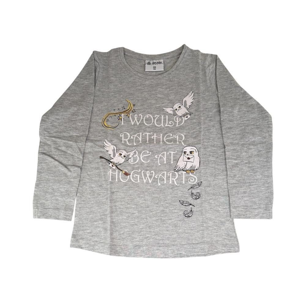 Harry Potter T-Shirt Langarm- Shirt für Mädchen, Harry Potter, Grau oder Rosa, Gr. 104-1
