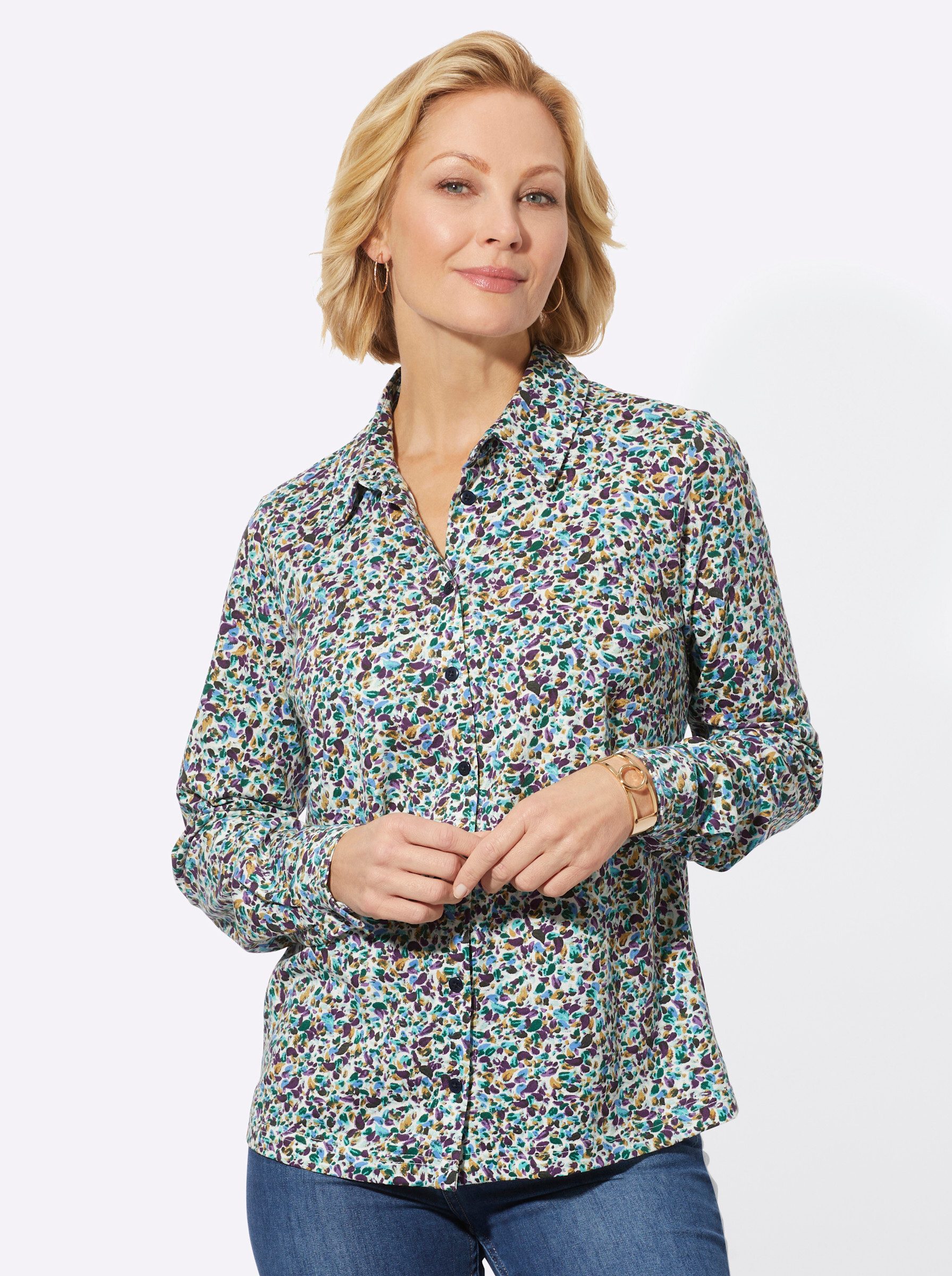Witt Klassische Bluse Jersey-Bluse Langarm