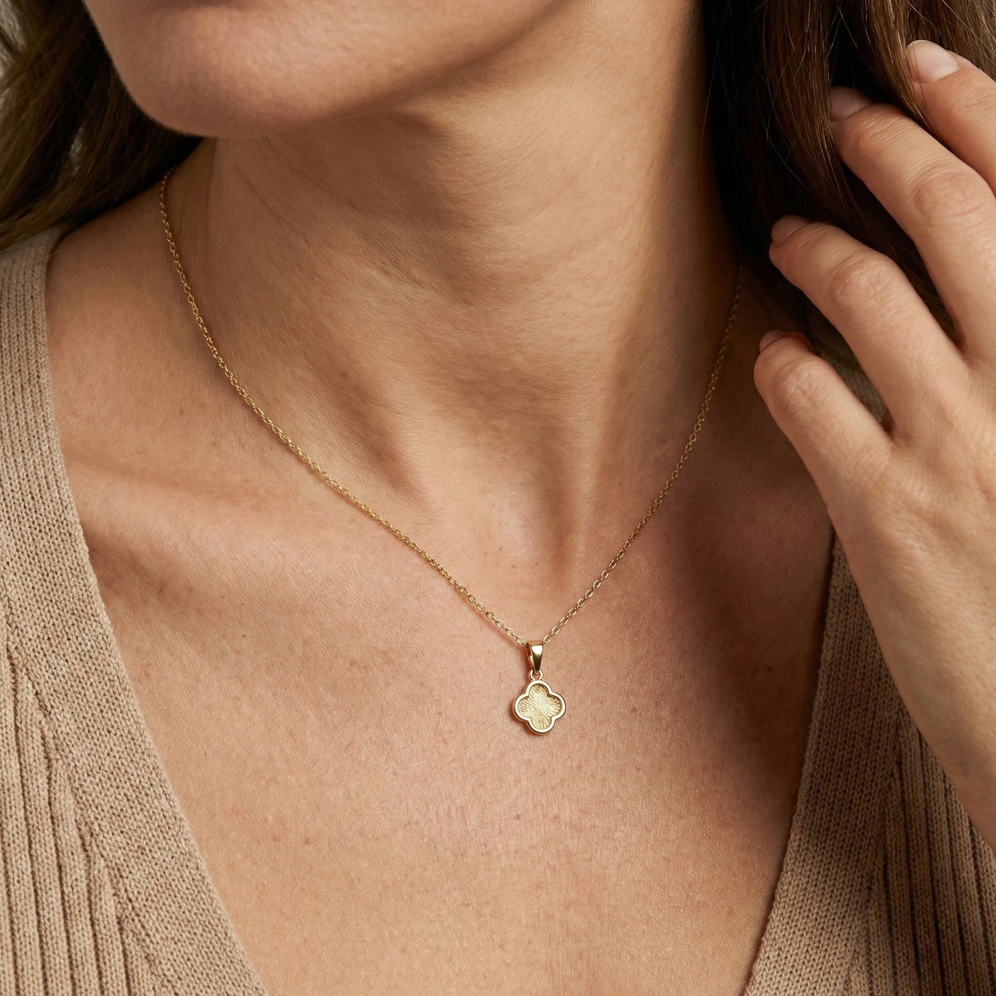 Suzan Gold Kette mit Anhänger Suzan Gold® 375 Echtgold Kette Damen mit Kleeblatt Anhänger