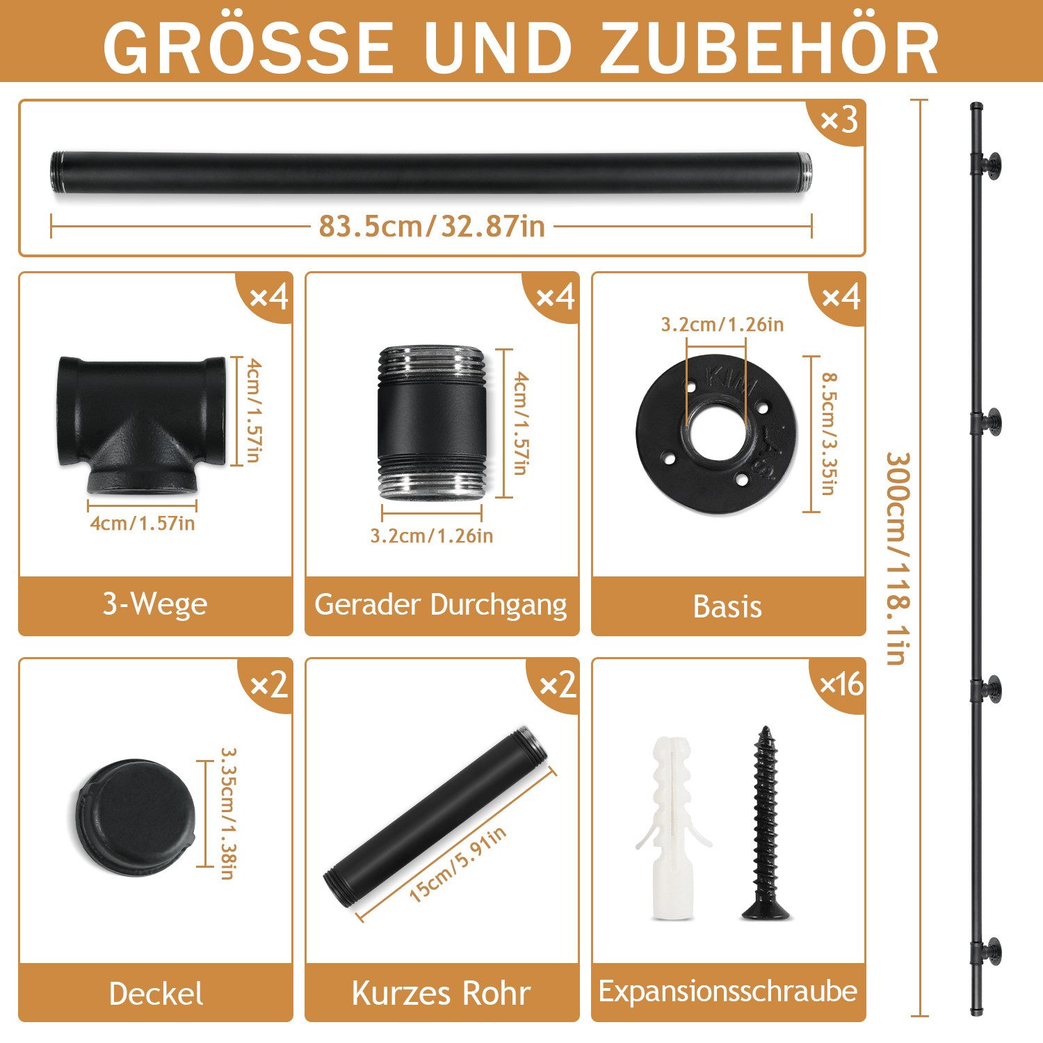Clanmacy Treppengeländer Handläufe Geländer für Rohrtreppen günstig online kaufen