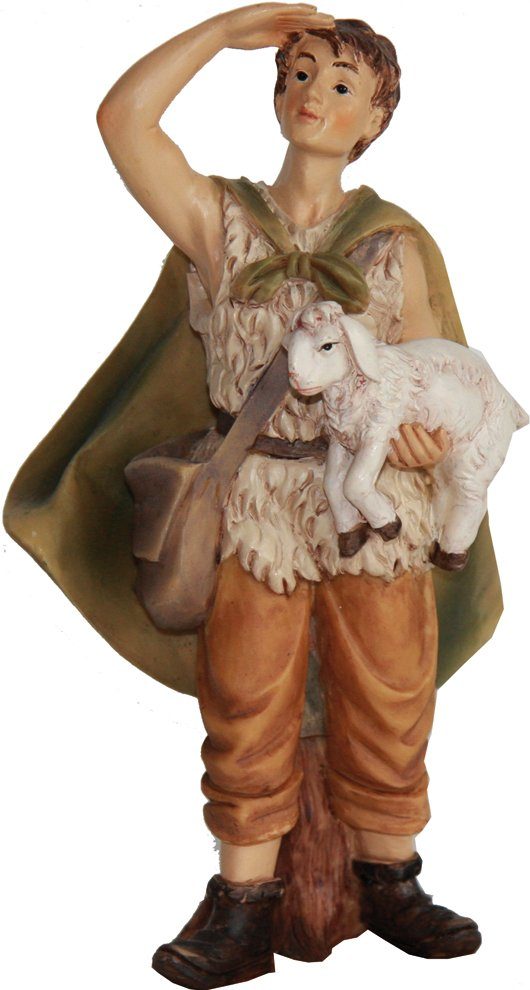 Schaf auf FADEDA Krippenfigur 7 cm: Hirte (1 Arm, St) in mit Höhe FADEDA