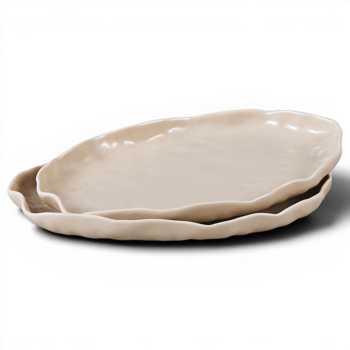 EmirtexHome Servierplatte Angles 2er Set I Beige, Porzellan, (2-tlg)