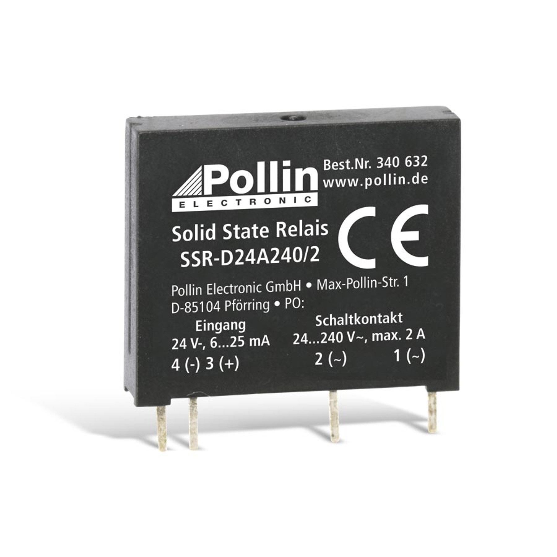 Pollin Relais-Modul Solid State Relais SSR-D24A240/2, 24 V-, 2 A/240 V~