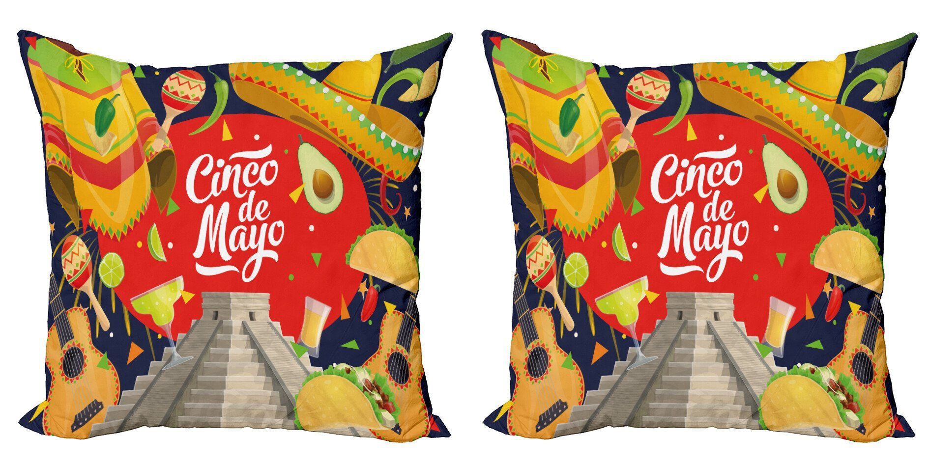 Kissenbezüge Modern Accent Doppelseitiger Digitaldruck, Abakuhaus (2 Stück), Cinco de Mayo Mexiko Feiern