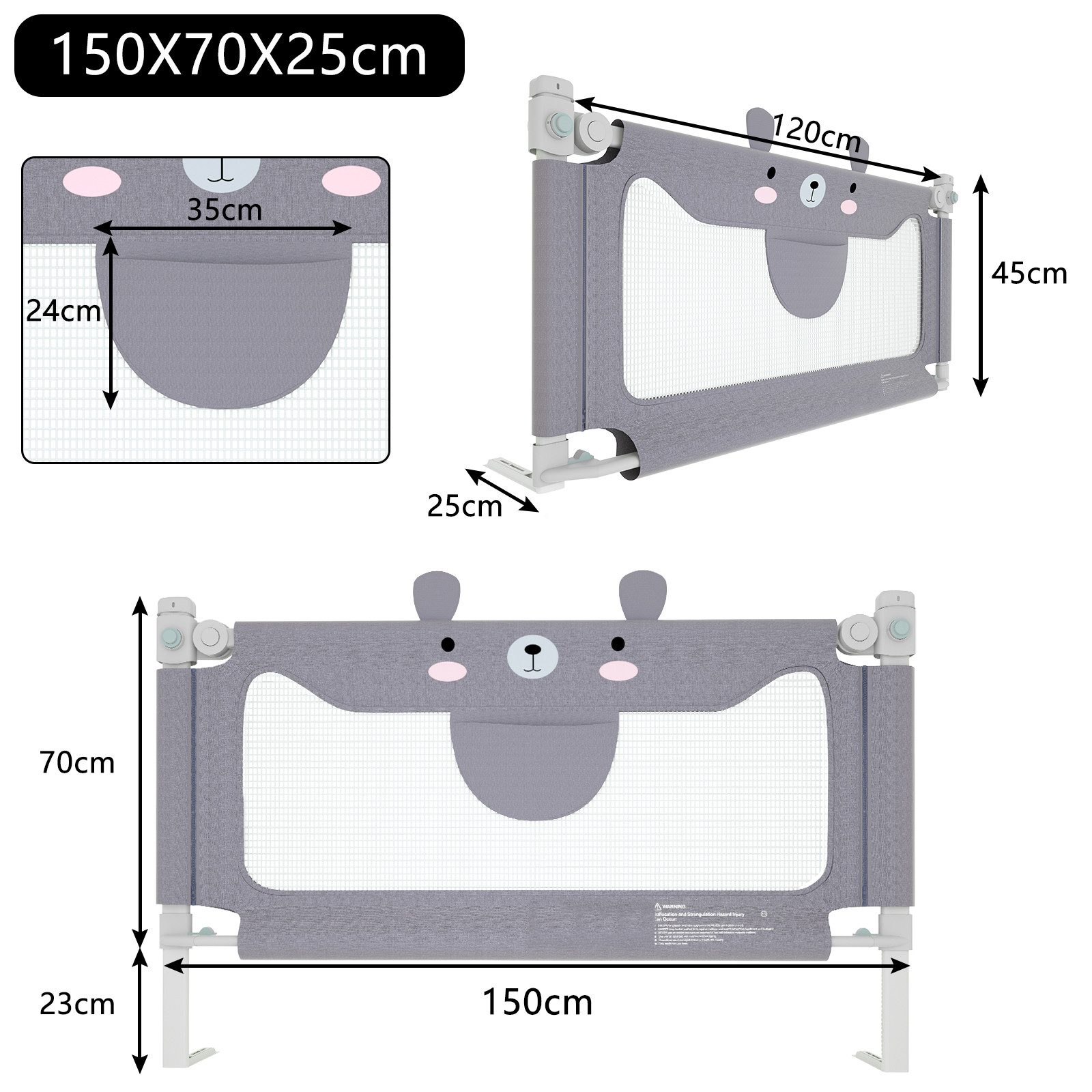 FIVMEN Bettschutzgitter Bettgitter Kinderbettgitter höhenverstellbar Rausfa günstig online kaufen