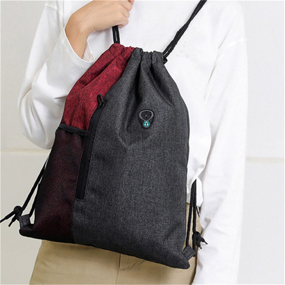 Blusmart Turnbeutel Kordelzug Sportbeutel mit Außenreißverschluss (Große Kapazität Bündel Kordel zug Tasche, Wasserdichten Rucksack), Für Outdoor, Wandern, Camp – Bild 5 von 5
