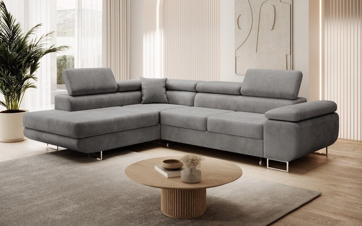 Luxusbetten24 Schlafsofa Designer Sofa Aston Samt, mit Stauraum und Schlaffunktion