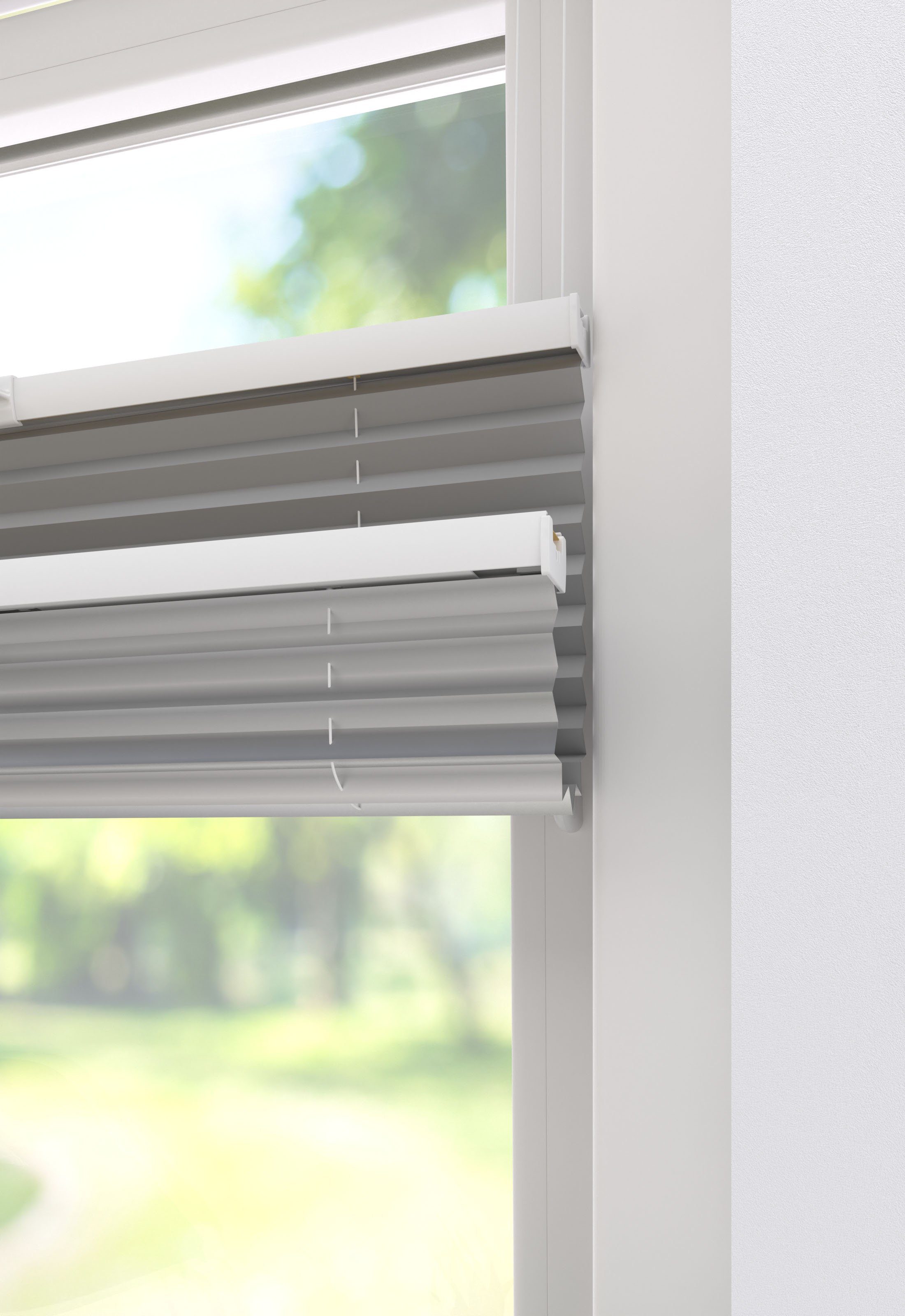 my home Plissee Marei Thermo, verdunkelnd, ohne Bohren, verspannt, Klemmträger mit Feststellschraube, Befestigung mit Klemmträgern, Easyfix, Rückseite mit Beschichtung