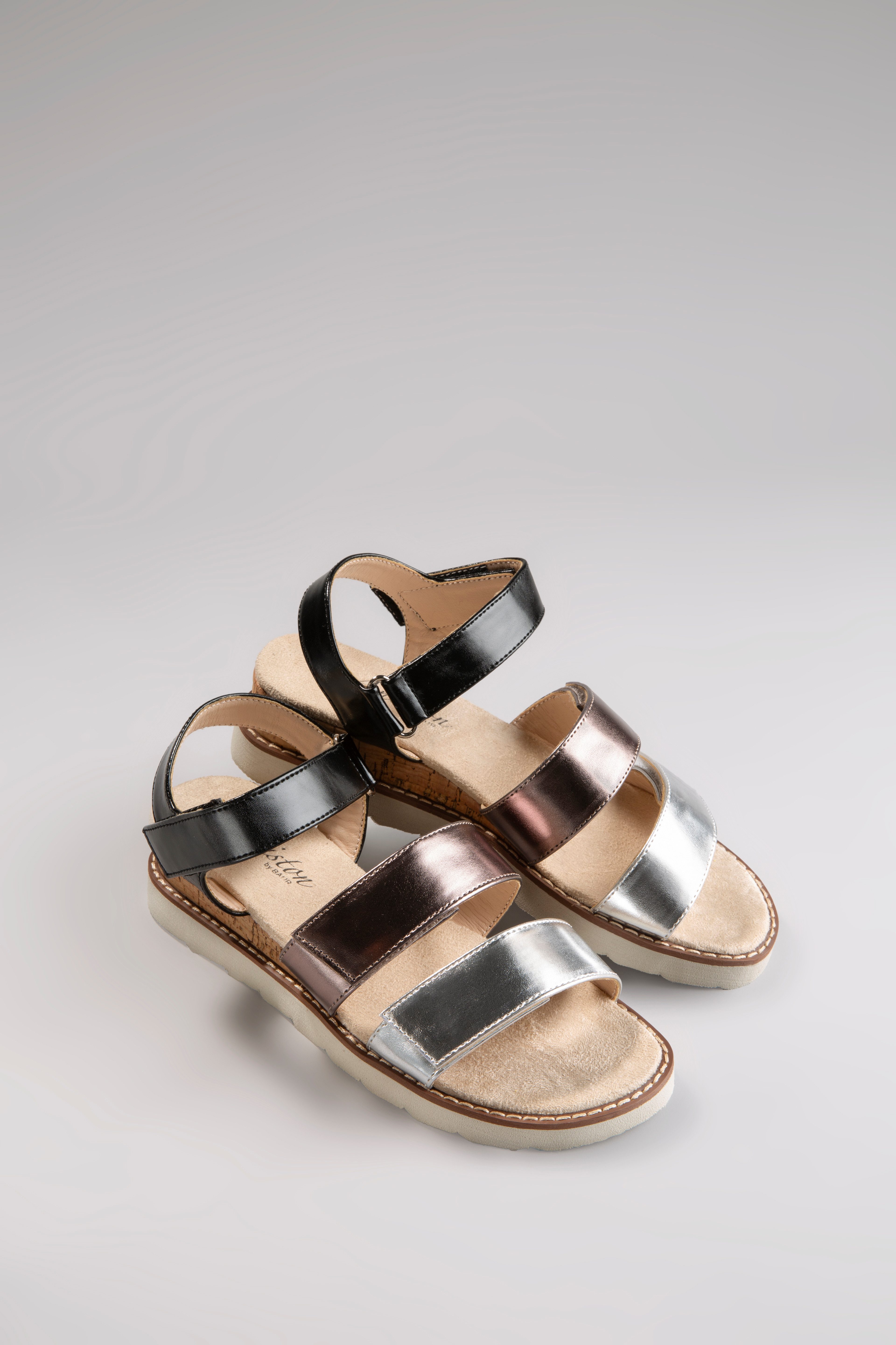 Aniston SHOES Keilsandalette, Sandale, Sommerschuh, Klettschuh, Metallic-Op günstig online kaufen