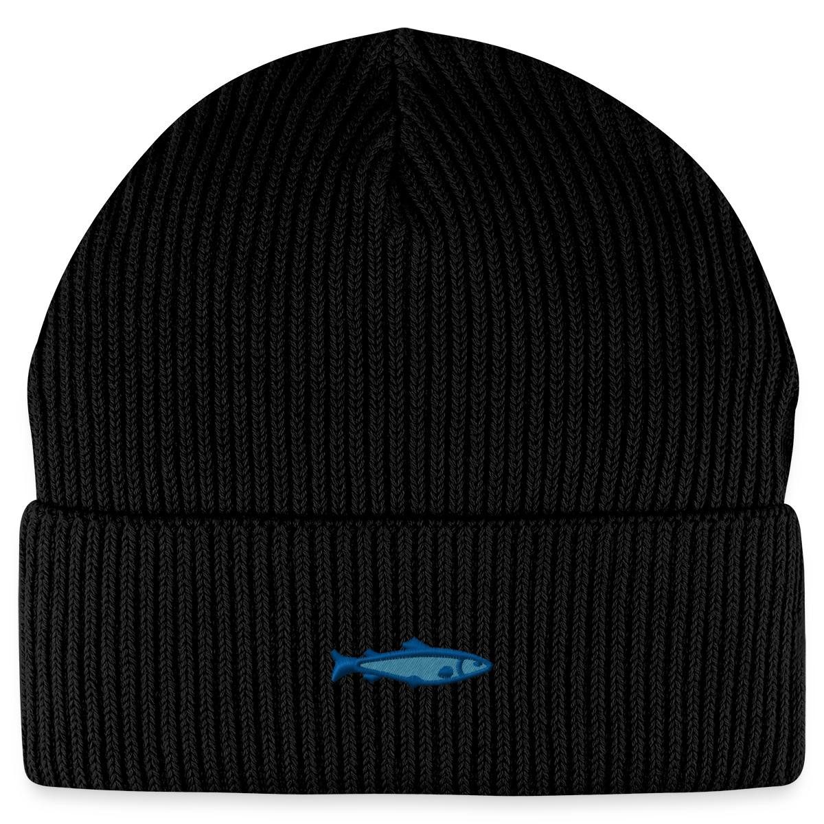 Spreadshirt Beanie Bestickte Forelle Fisherman Beanie Bio Mütze (1-St)