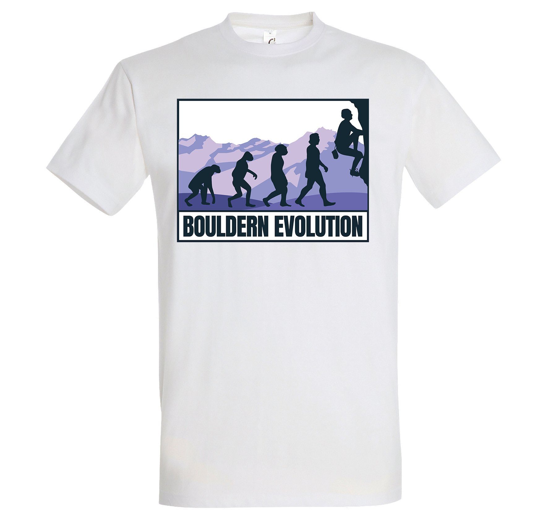 Youth Designz T-Shirt Bouldern Evolution Herren Shirt mit trendigem Frontprint Weiß