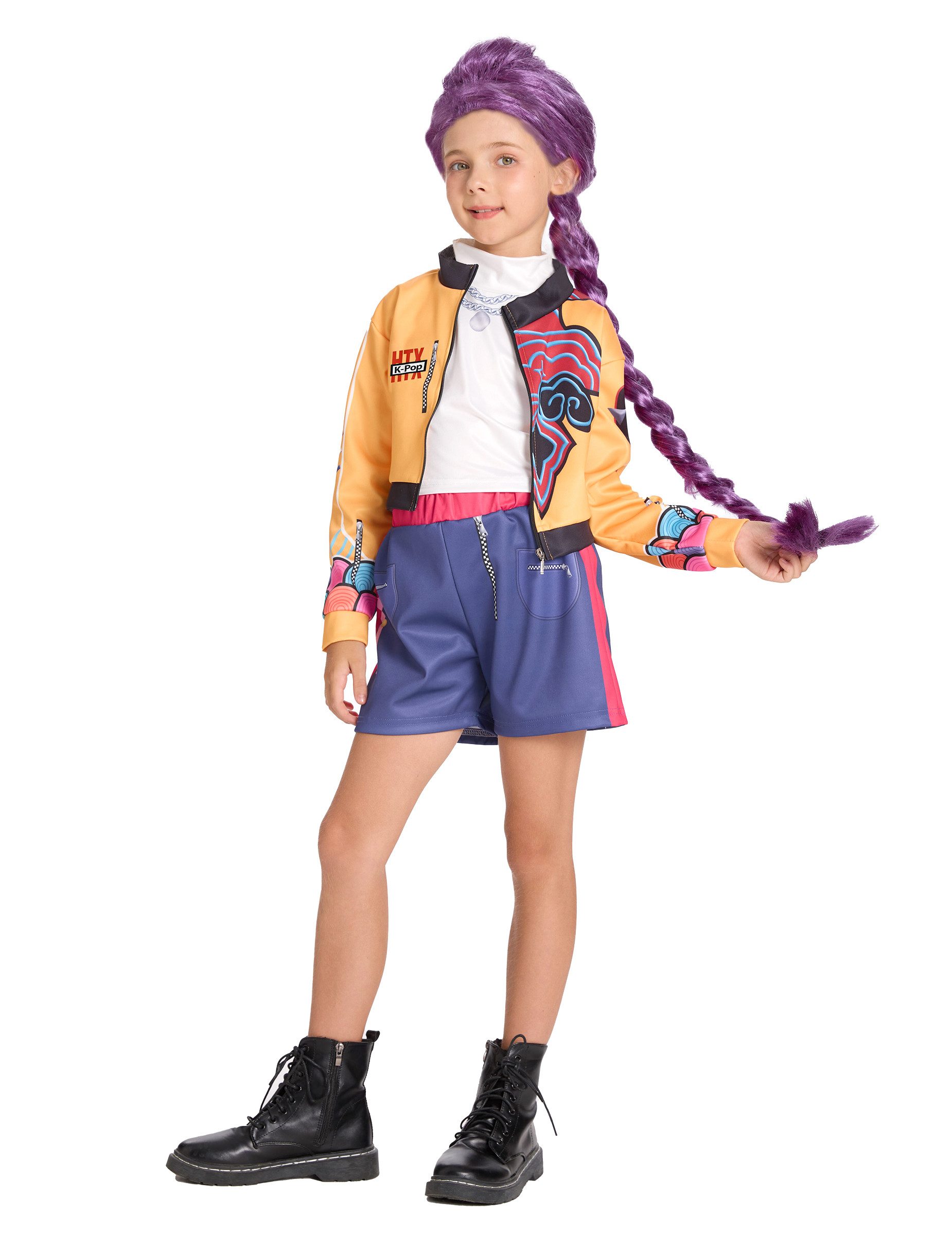 JADEO Kostüm Dämonenjägerin Kostüm Mädchen Kpop kurzer Anzug