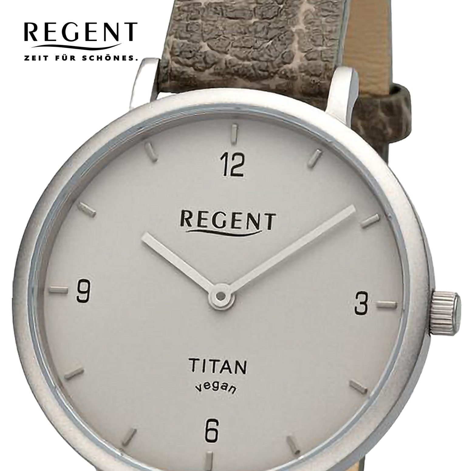 Regent Quarzuhr Regent Damen Armbanduhr Analog, (Analoguhr), Damen Armbanduhr rund, extra groß (ca. 33mm), Lederarmband