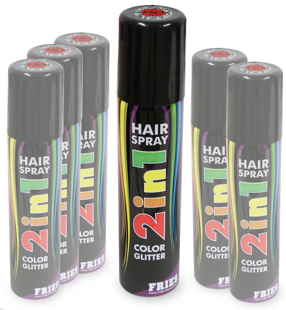 Fries Haarfarbe Haarspray 2 in 1 Color Glitter Haar Spray farbiges Sprühdose 100ml, Farbe und Glitzer in einem