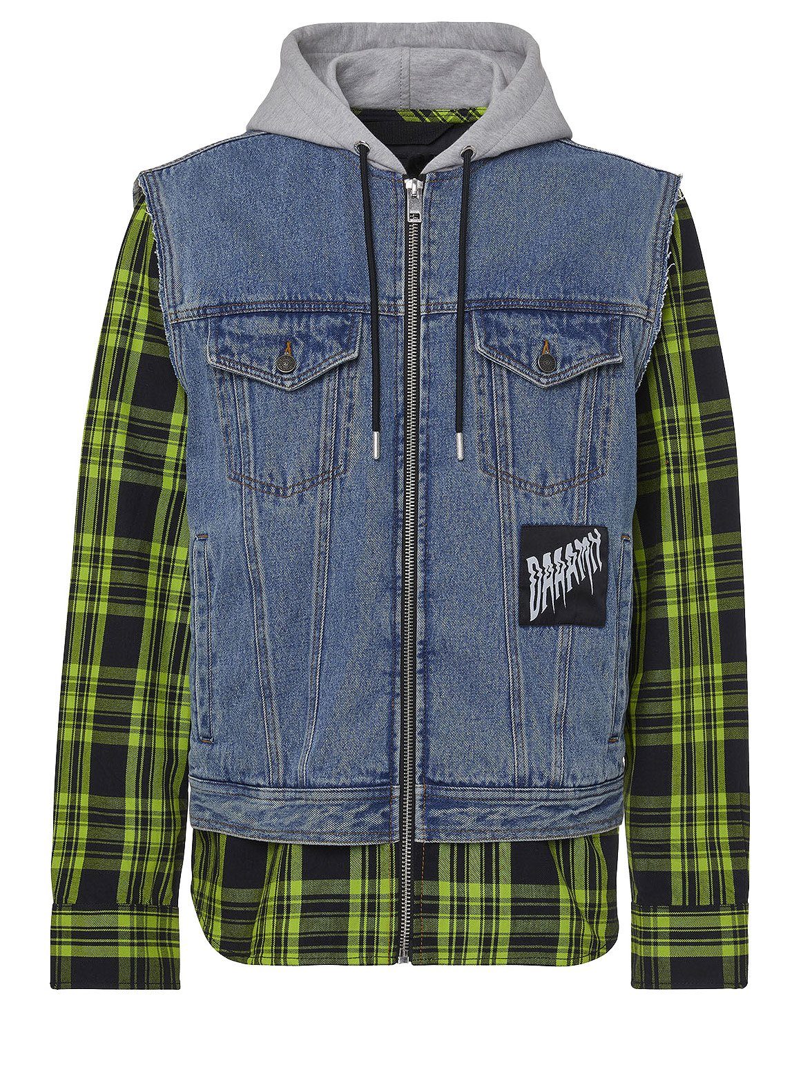 Diesel Jeansjacke Patchwork Shirt mit Hoodie günstig online kaufen
