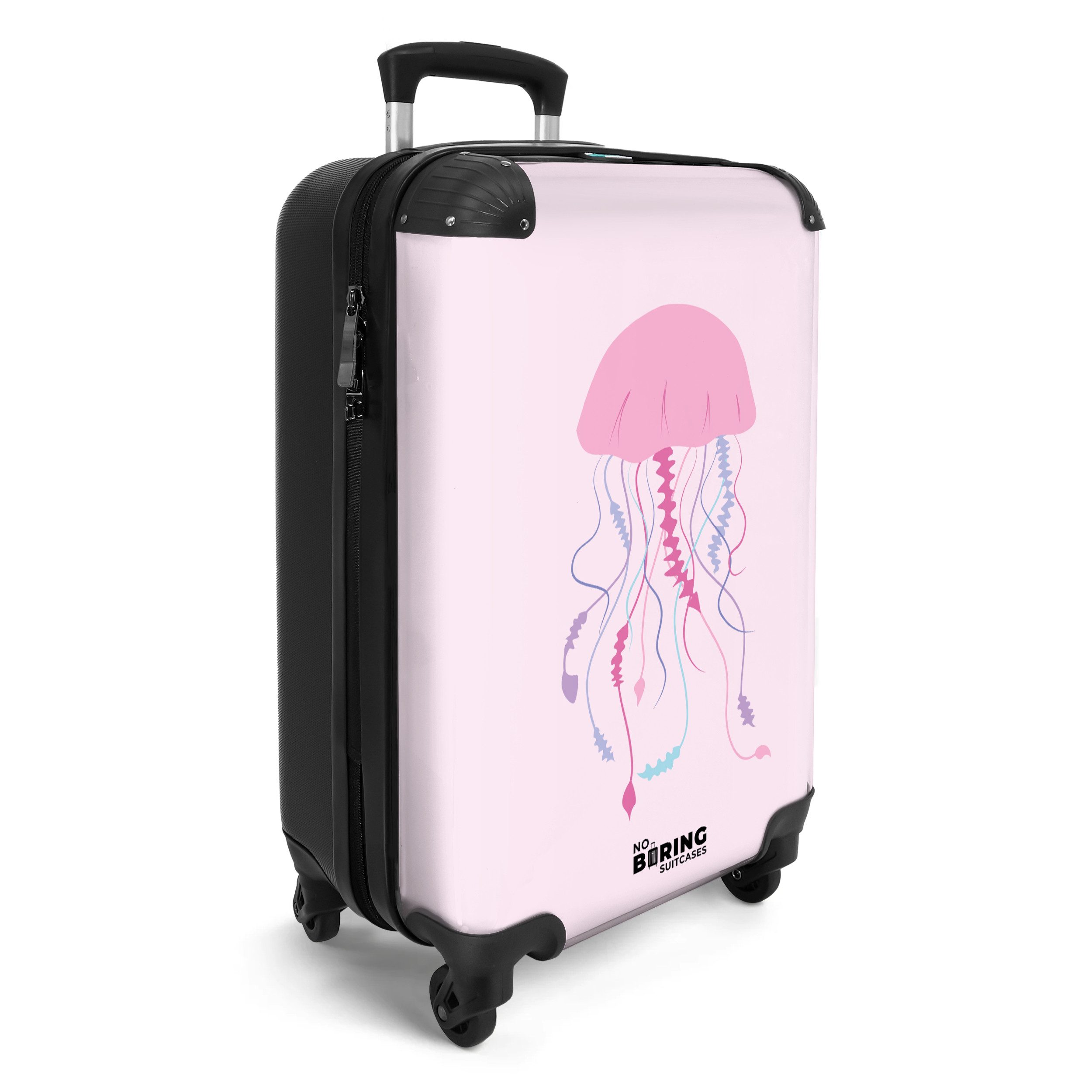 NoBoringSuitcases.com© Hartschalen-Trolley Rosa mit Quallen 55x35x20cm, günstig online kaufen