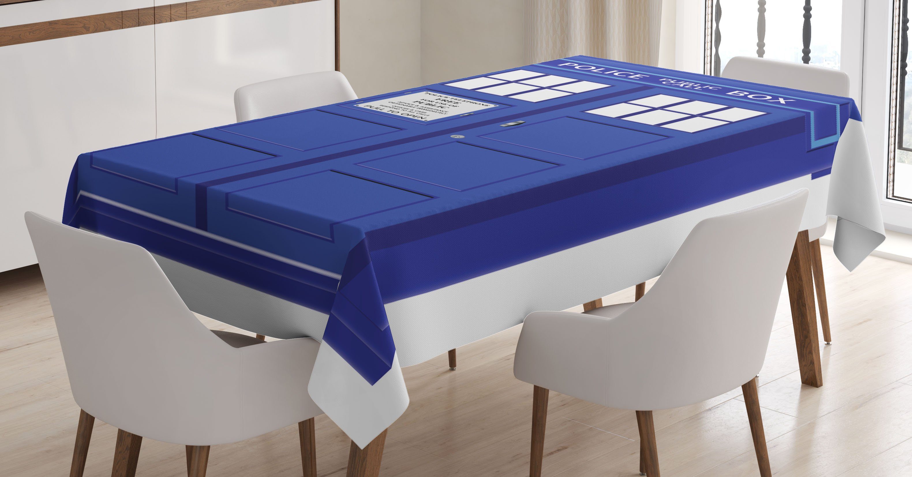 Abakuhaus Tischdecke Farbfest Waschbar Für den Außen Bereich geeignet Klare Farben, Wahrzeichen Blau Brit Phone Box