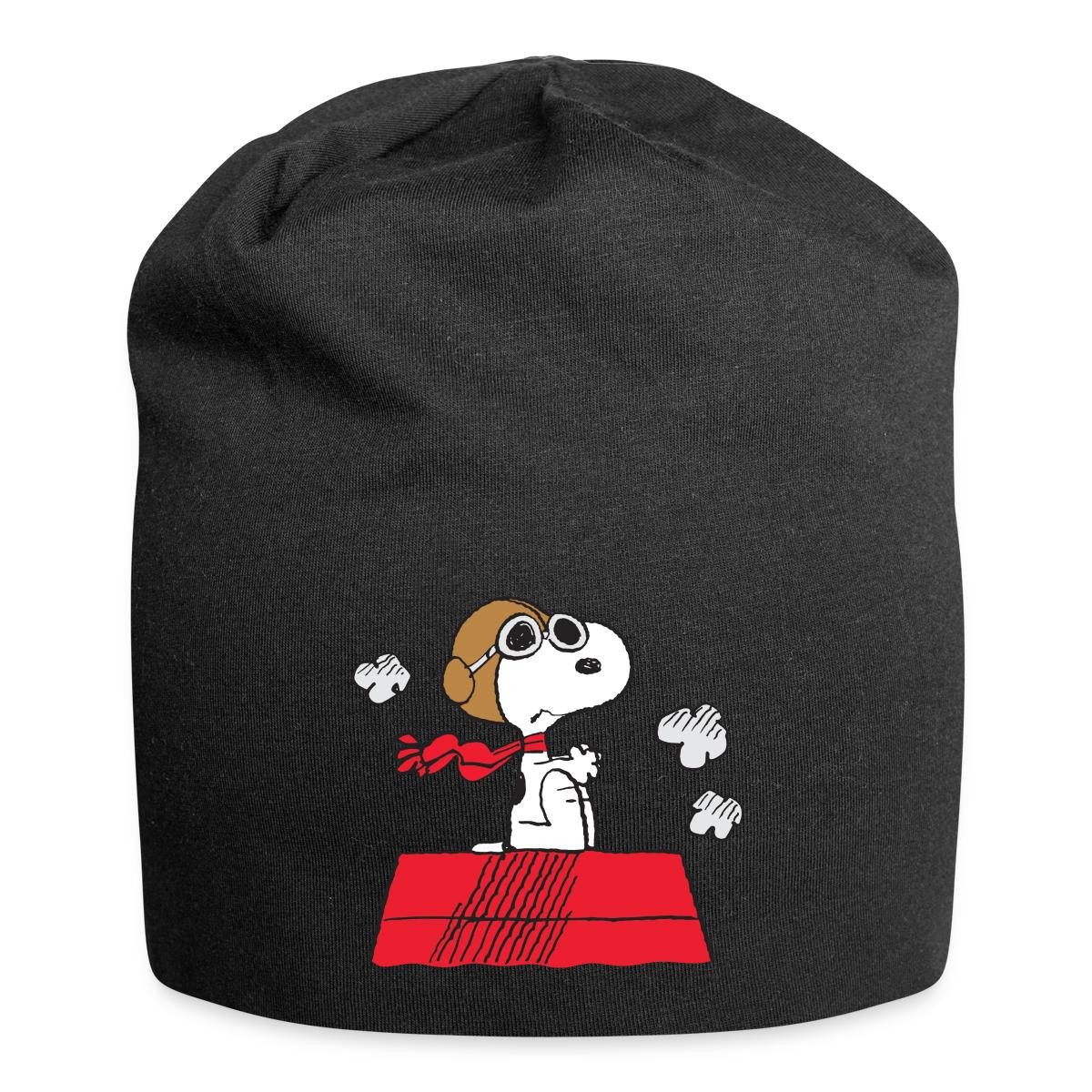Spreadshirt Beanie Peanuts Snoopy Pilot Fliegen Jersey-Beanie (1-St)