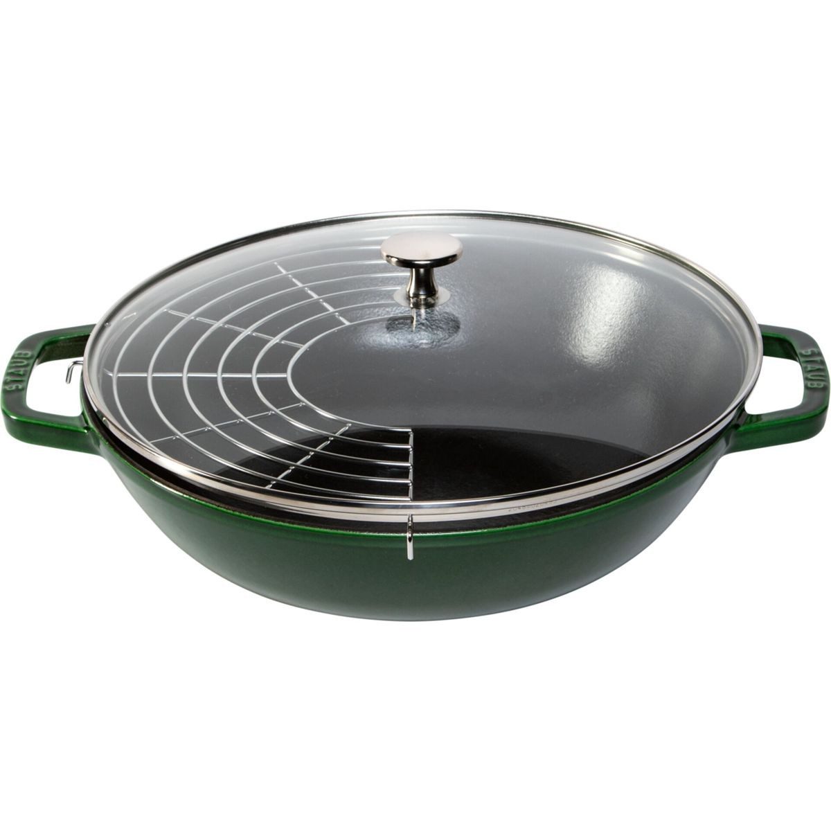 Staub Kochtopf Wok 30 cm mit Deckel Gusseisen, Basilikum-grün