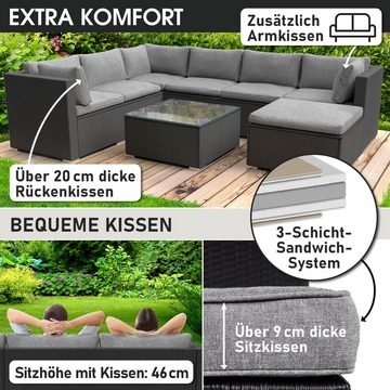 BRAST Gartenlounge-Set Luxus für 6 Personen inkl. extra Dicke Kissen, TÜV geprüft Outdoor Loungemöbel Sitzgruppe Essgruppe Garnitur