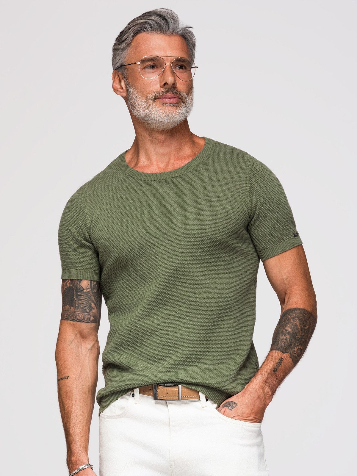OMBRE T-Shirt Strick-T-Shirt mit zarter, feiner Struktur