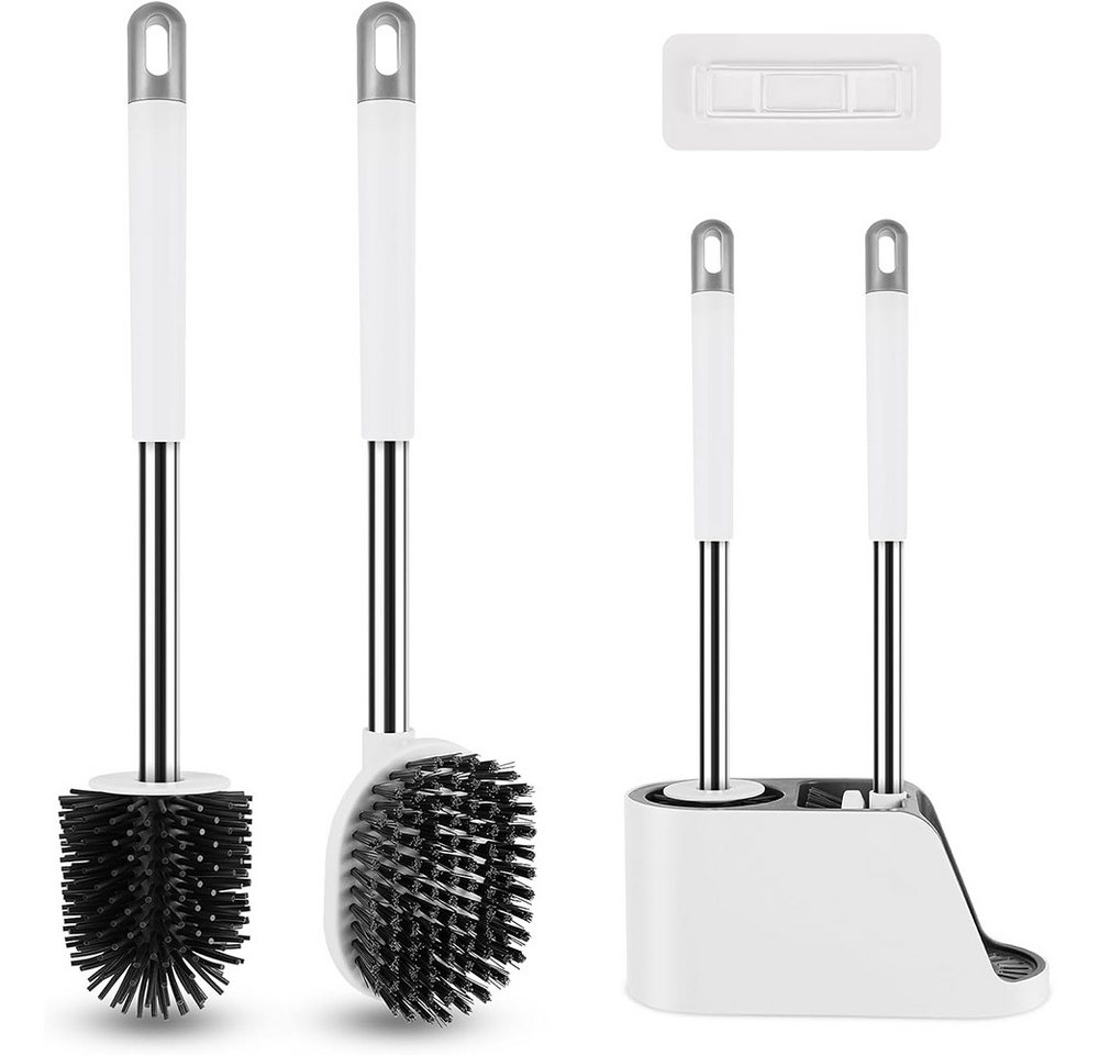 AFKSMILE WC-Reinigungsbürste Klobürste Silikon, Toilettenbürste mit bürste und Aufbewahrungsbereich, WC Bürste für die Wandmontage ohne Bohren, für Badezimmer Gäste-WC