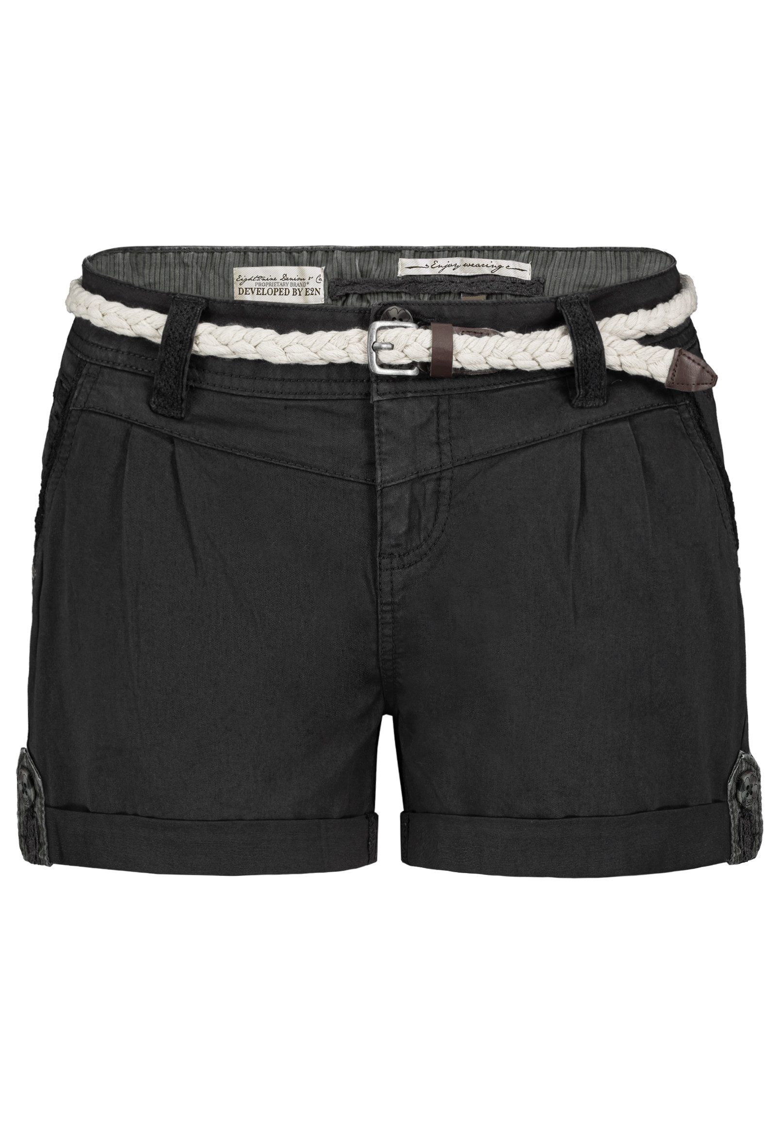 Eight2Nine Chinoshorts Damen Shorts mit Flechtgürtel Kurze Hose, Stretch-Twill, inkl. Gürtel