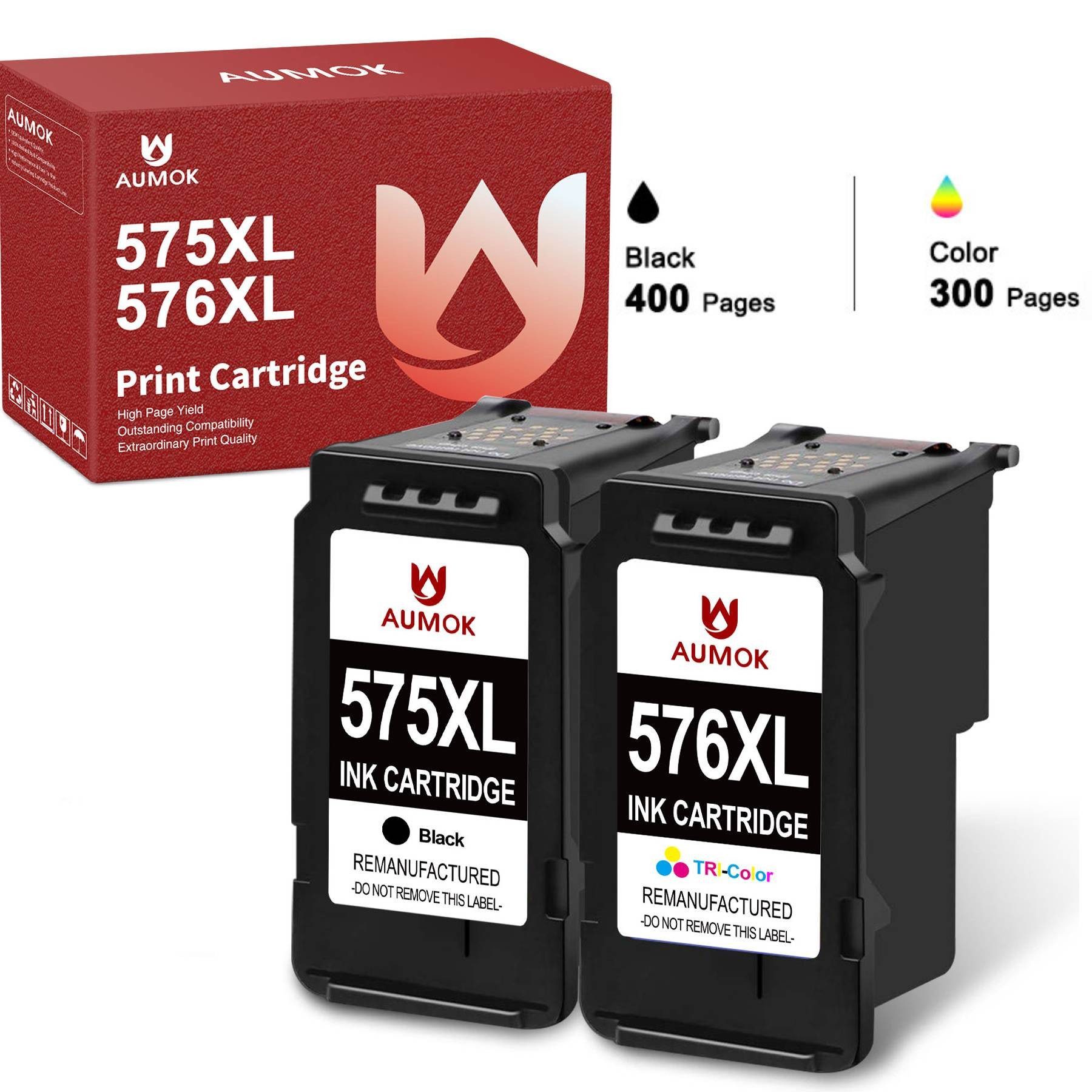 AUMOK 2er für CANON PG-575 576 XXL Druckerpatronen Tintenpatrone (für Pixma TS3550i TS3551i, Pixma TR4750i TR4751i)