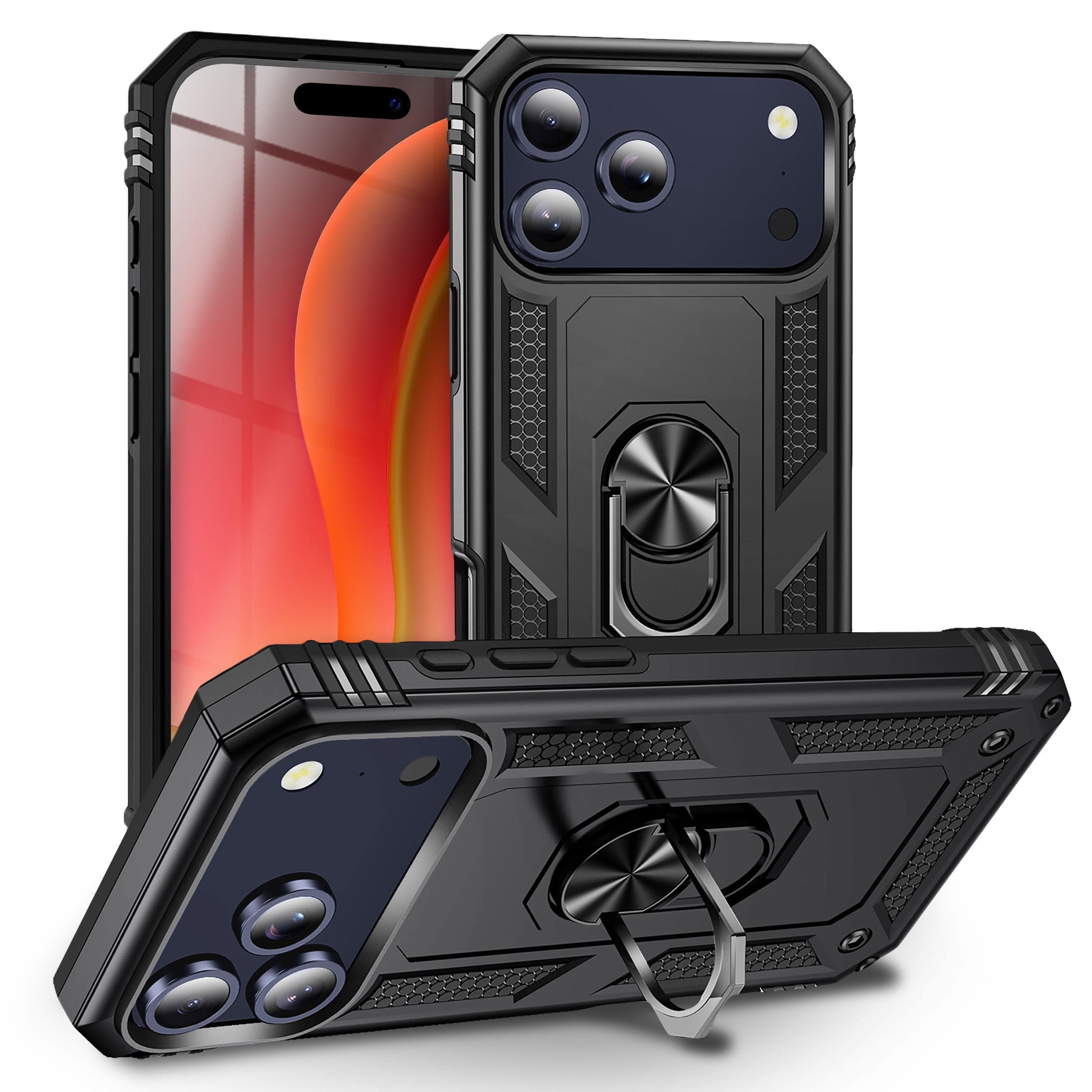 Nalia Smartphone-Hülle Apple iPhone 18 Pro Apple iPhone 17 Pro 16 cm (6,3 Zoll), Hülle mit Ring / Extrem Robust / Fallschutz / Ständer / …