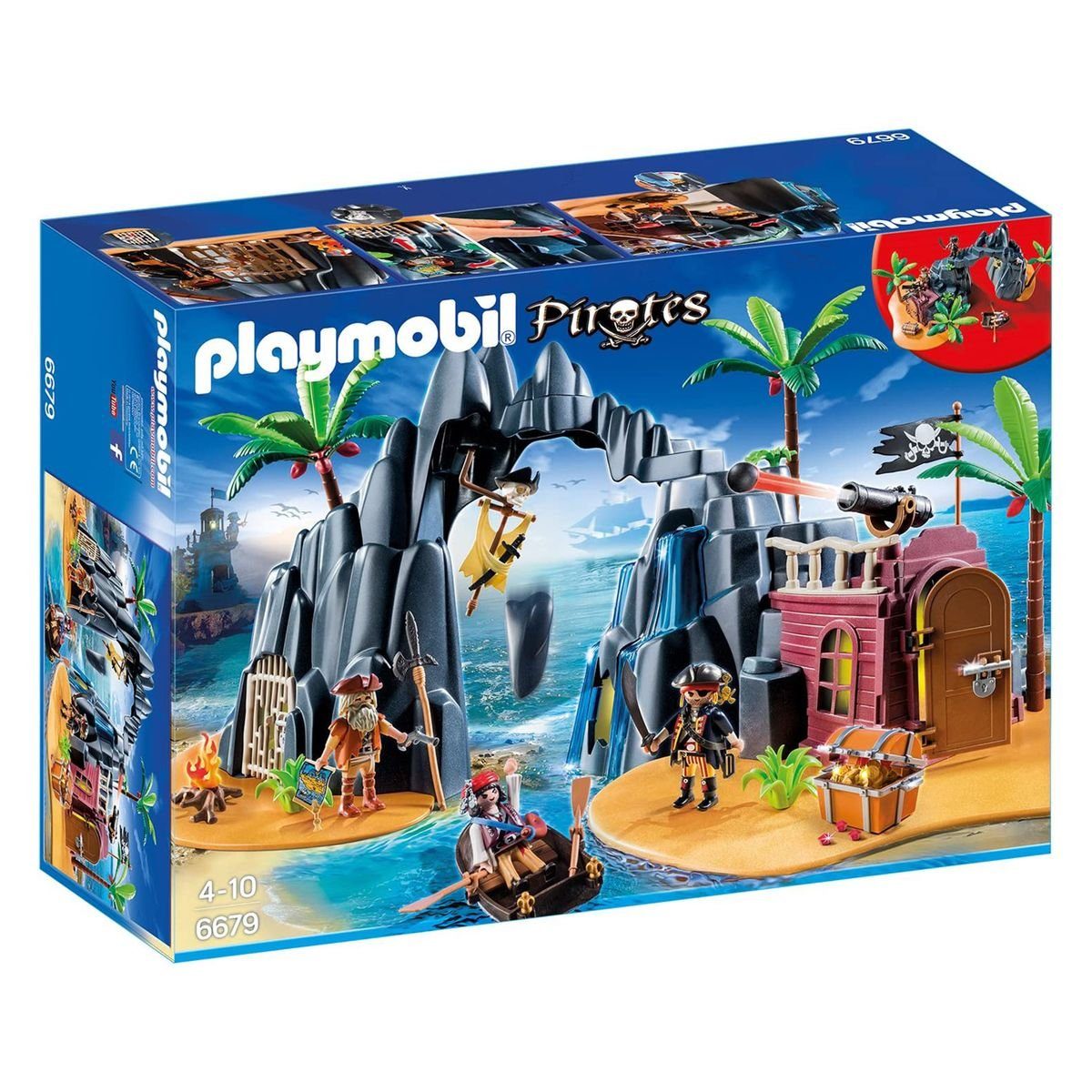Grøn baggrund Etna venlige Playmobil® Spielwelt Pirates 6679 Piraten Schatzinsel Insel Boot,  Gefängnis-Zelle Figuren Schatz Kanone Rudeboot Höhle