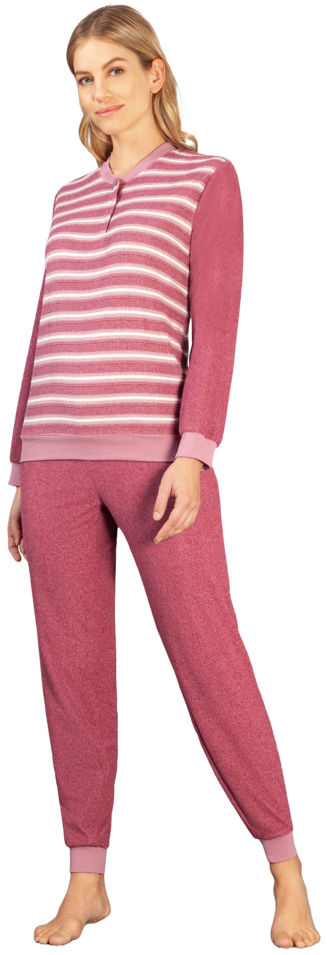Hajo Schlafanzug Damen Frottee Pyjama (2 tlg) Modisches Design