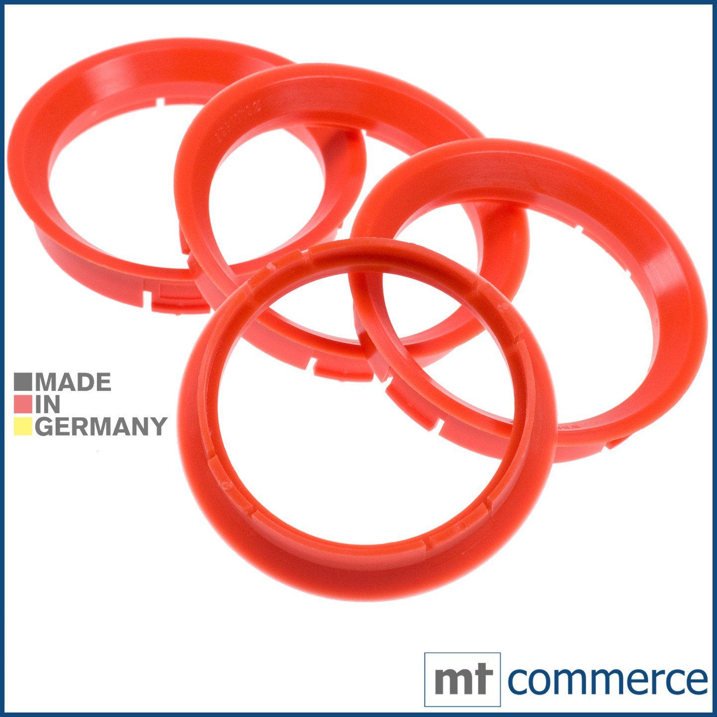 BRANDT AUTOMOTIVE Reifenstift 4X Zentrierringe blutorange Felgen Ringe Made in Germany, Maße: 64,0 x 56,6 mm