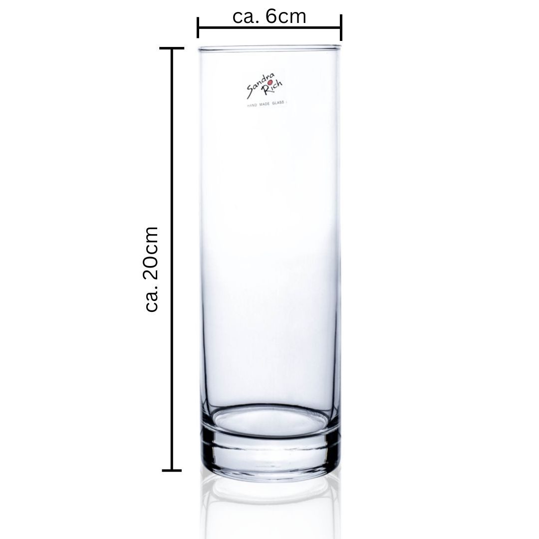 Sandra Rich Dekovase Glasvase "Cyli HC" Ø 6cm x 20cm, Zynlindrische Vase Blumenvase Glas